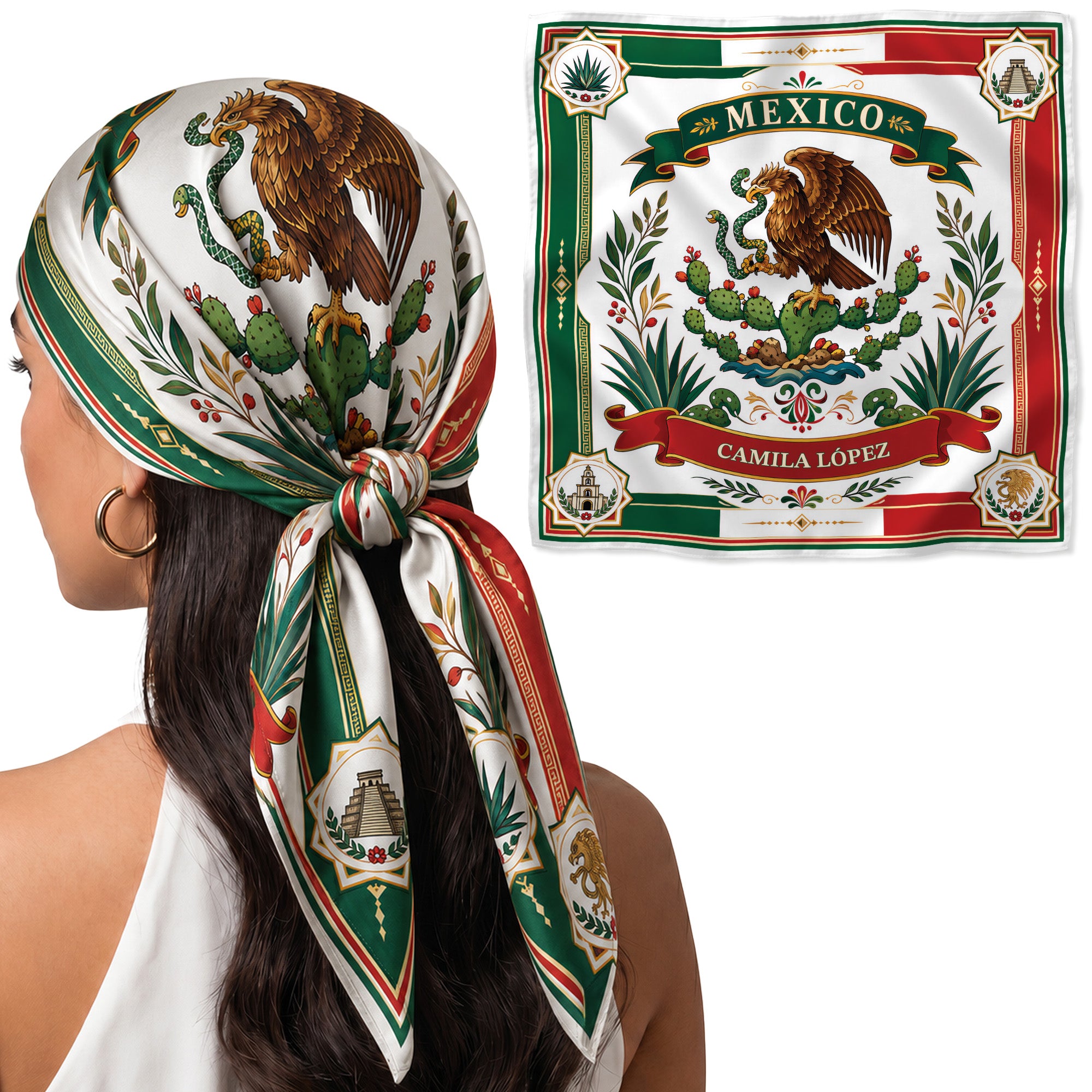 Custom Country Head Scarf Bandana Mexico - Personalized Name