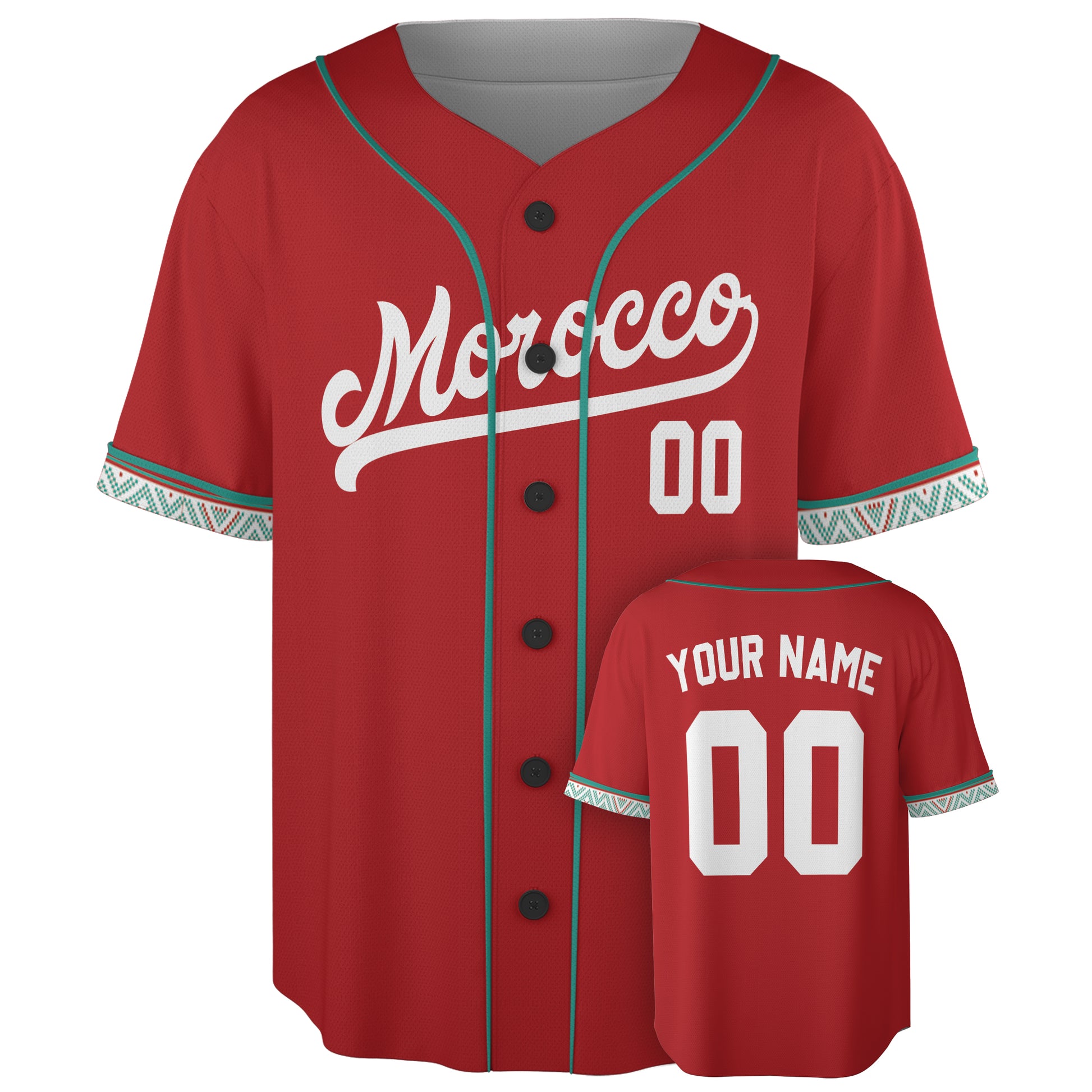 Custom Morocco Baseball Jersey Moroccan Fan Red – Personalized Name Number