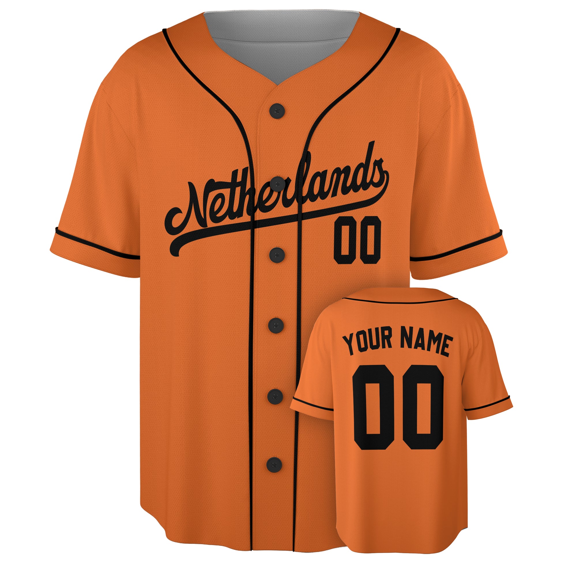 Custom Netherlands Baseball Jersey Dutch Fan Orange – Personalized Name Number
