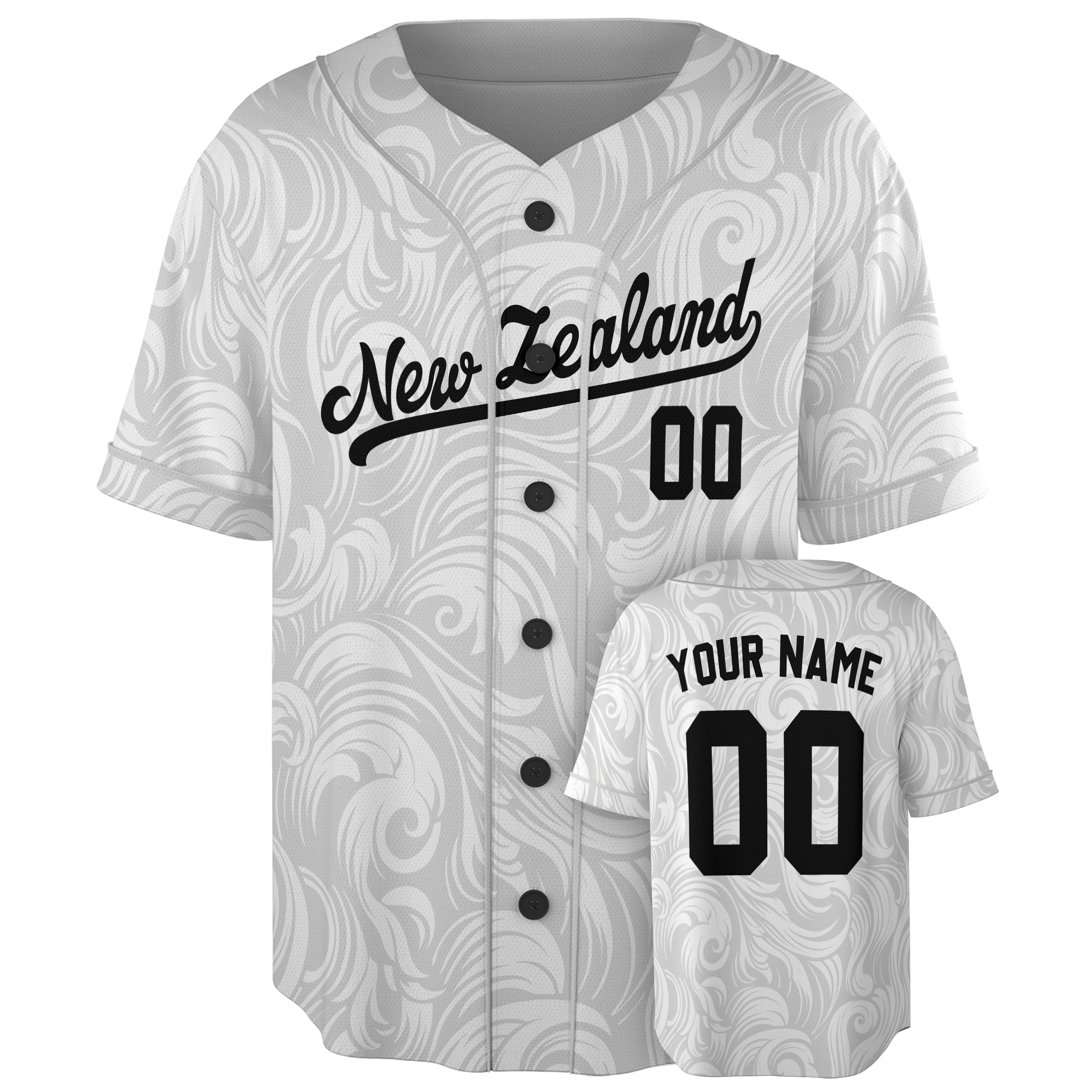 Custom New Zealand Baseball Jersey New Zealander Fan Light Gray – Personalized Name Number