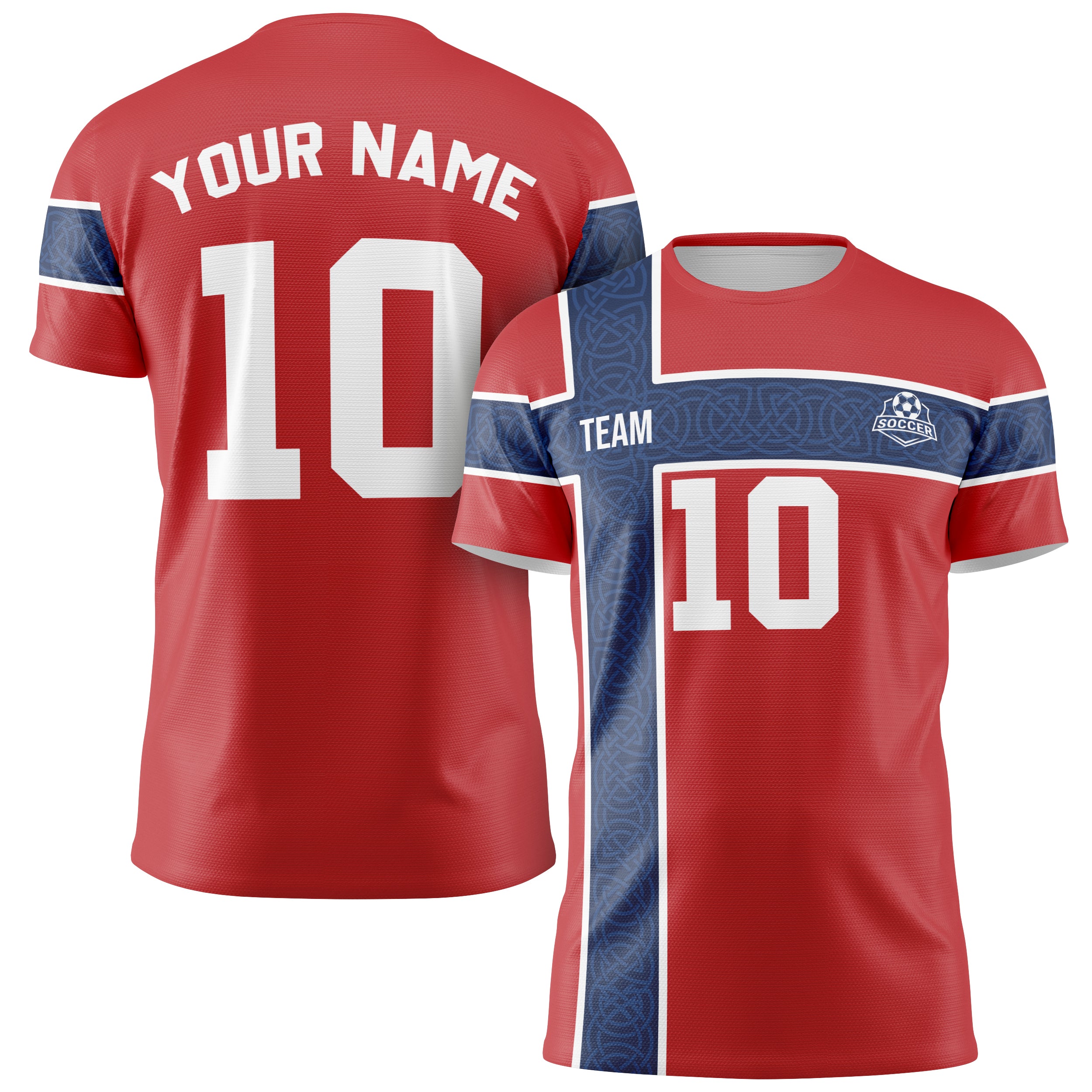 Custom Norway Soccer Jersey 2026 Red Navy and White - Design Your Own