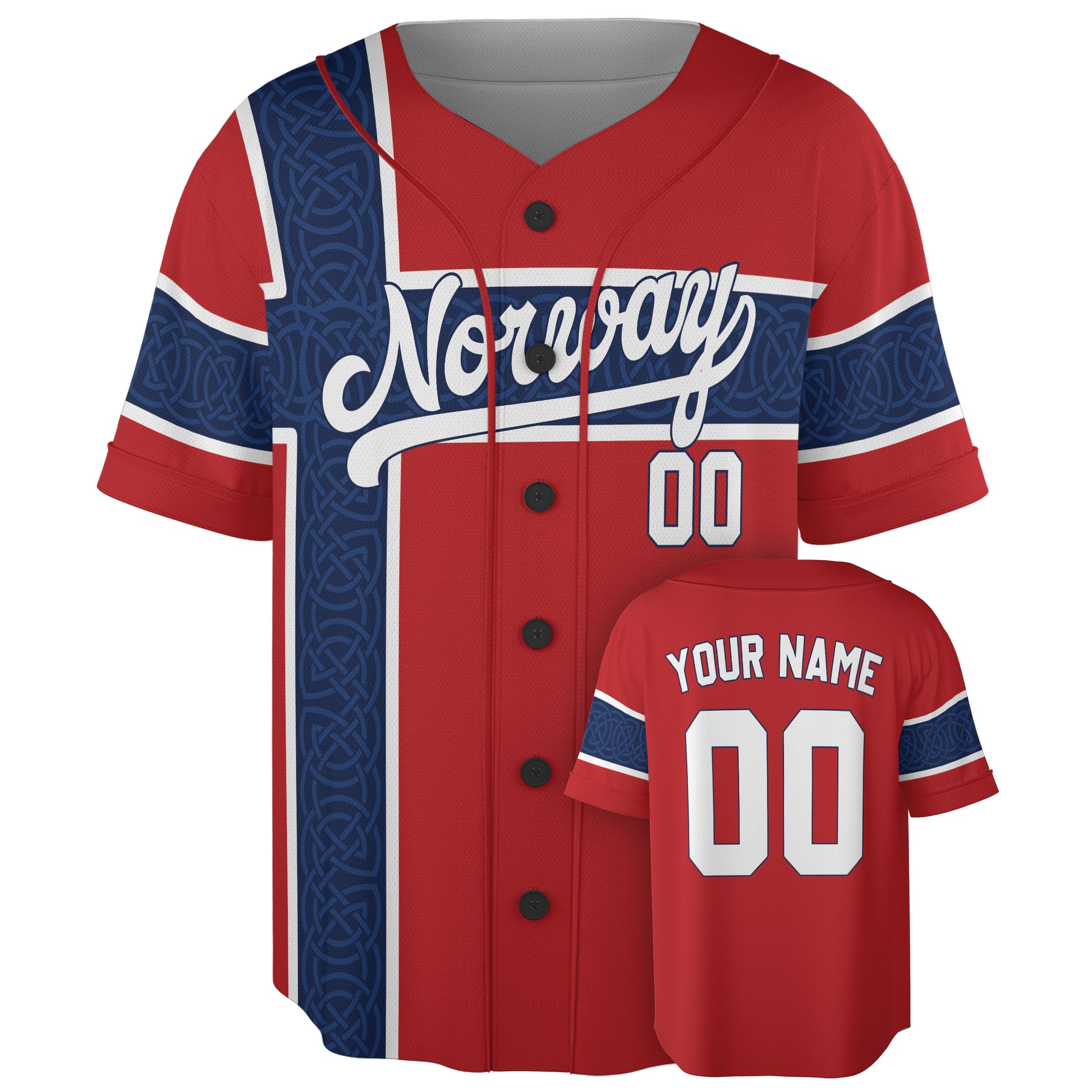Custom Norway Baseball Jersey Norwegian Fan Red – Personalized Name Number