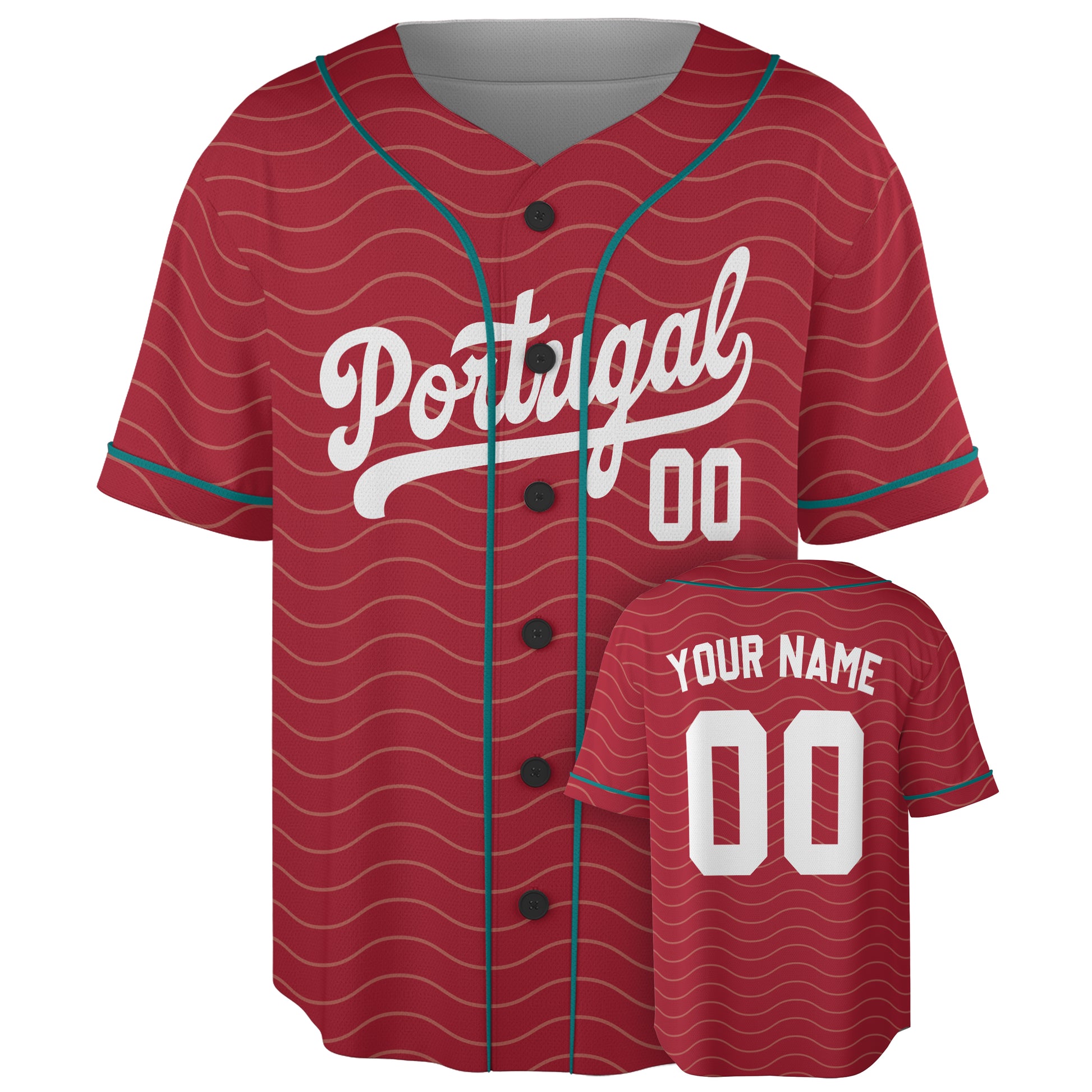 Custom Portugal Baseball Jersey Portuguese Fan Crimson – Personalized Name Number