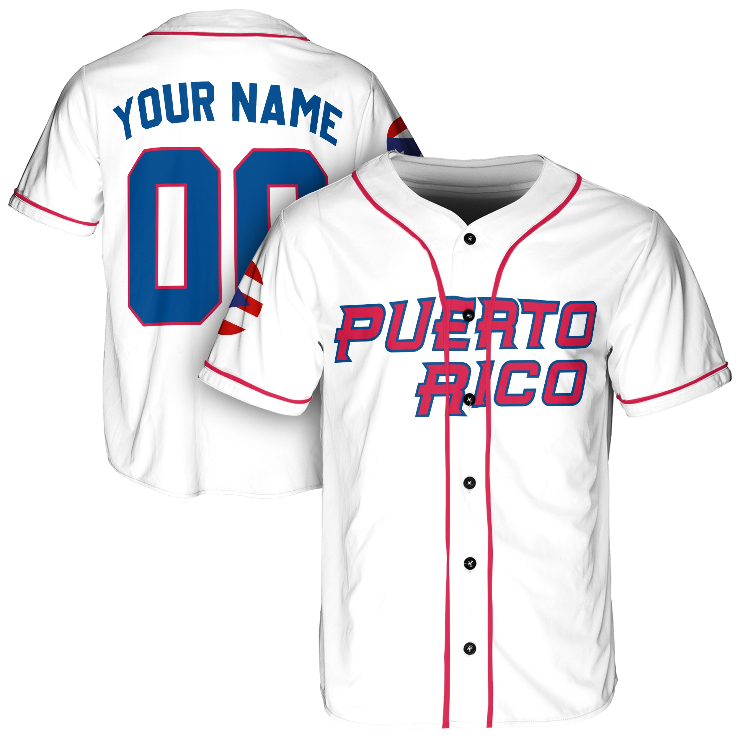 Custom Puerto Rico Baseball Jersey Puerto Rican Fan White – Personalized Name Number