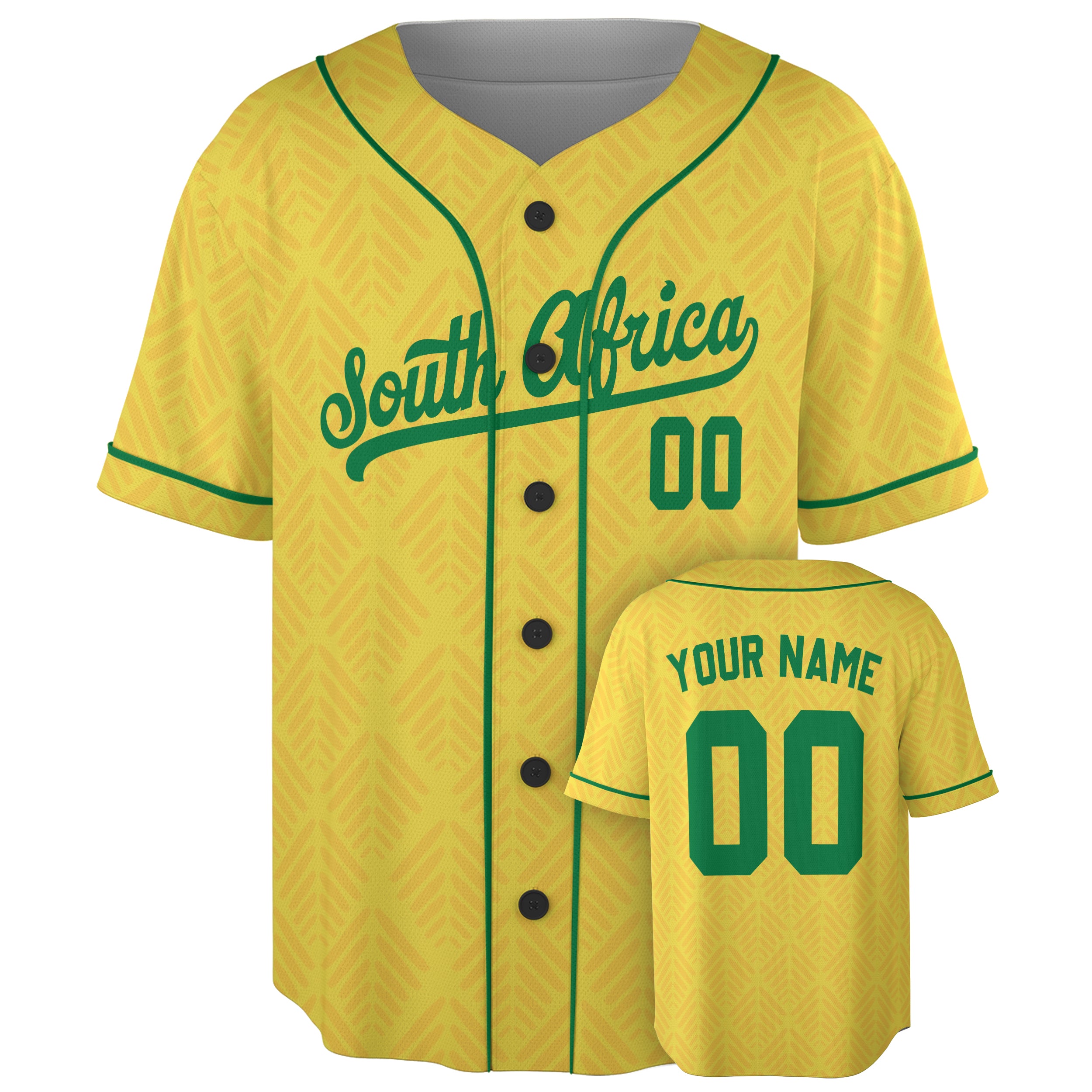 Custom South Africa Baseball Jersey South African Fan Yellow – Personalized Name Number