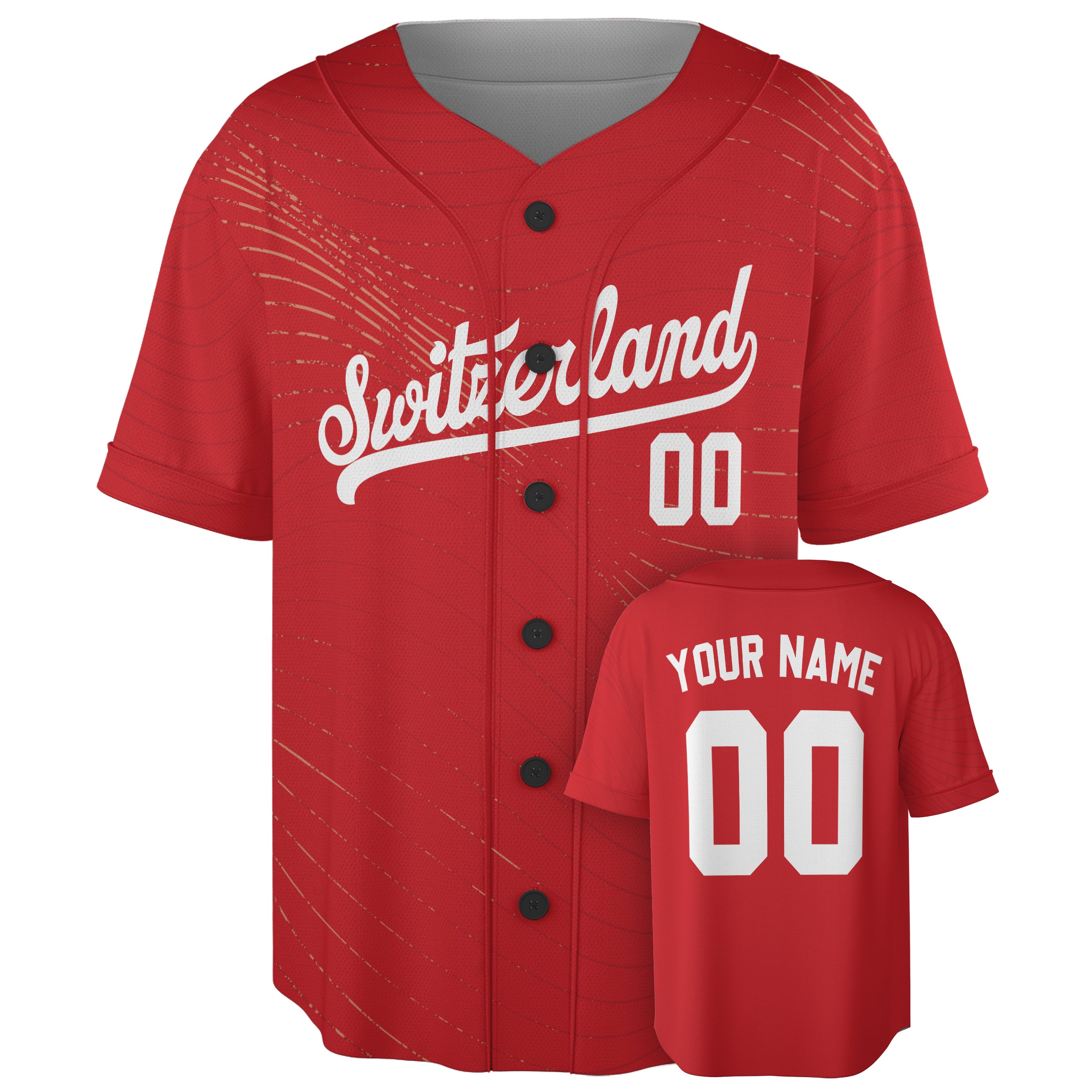 Custom Switzerland Baseball Jersey Swiss Fan Scarlet – Personalized Name Number