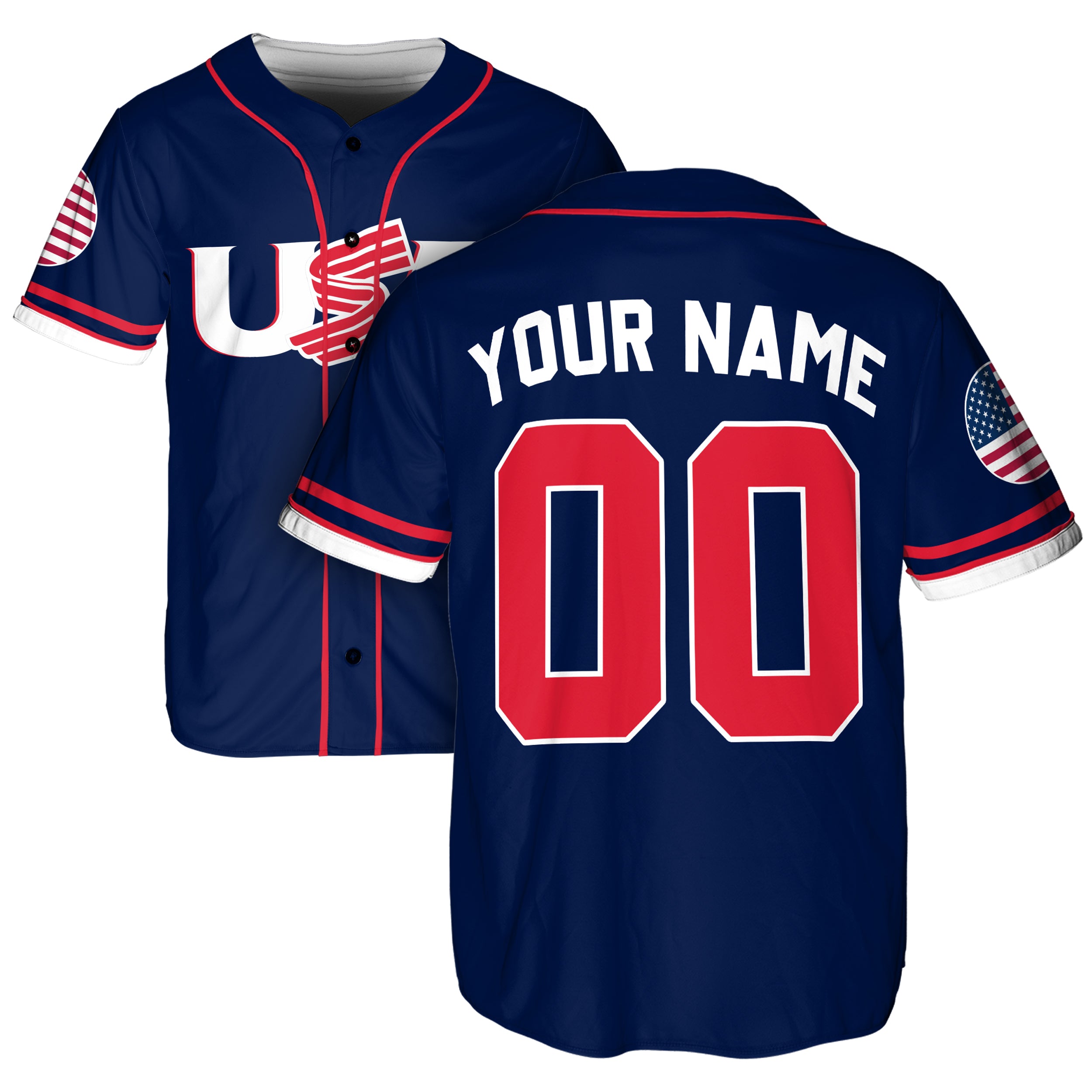 Custom USA Baseball Jersey American Fan Navy – Personalized Name Number