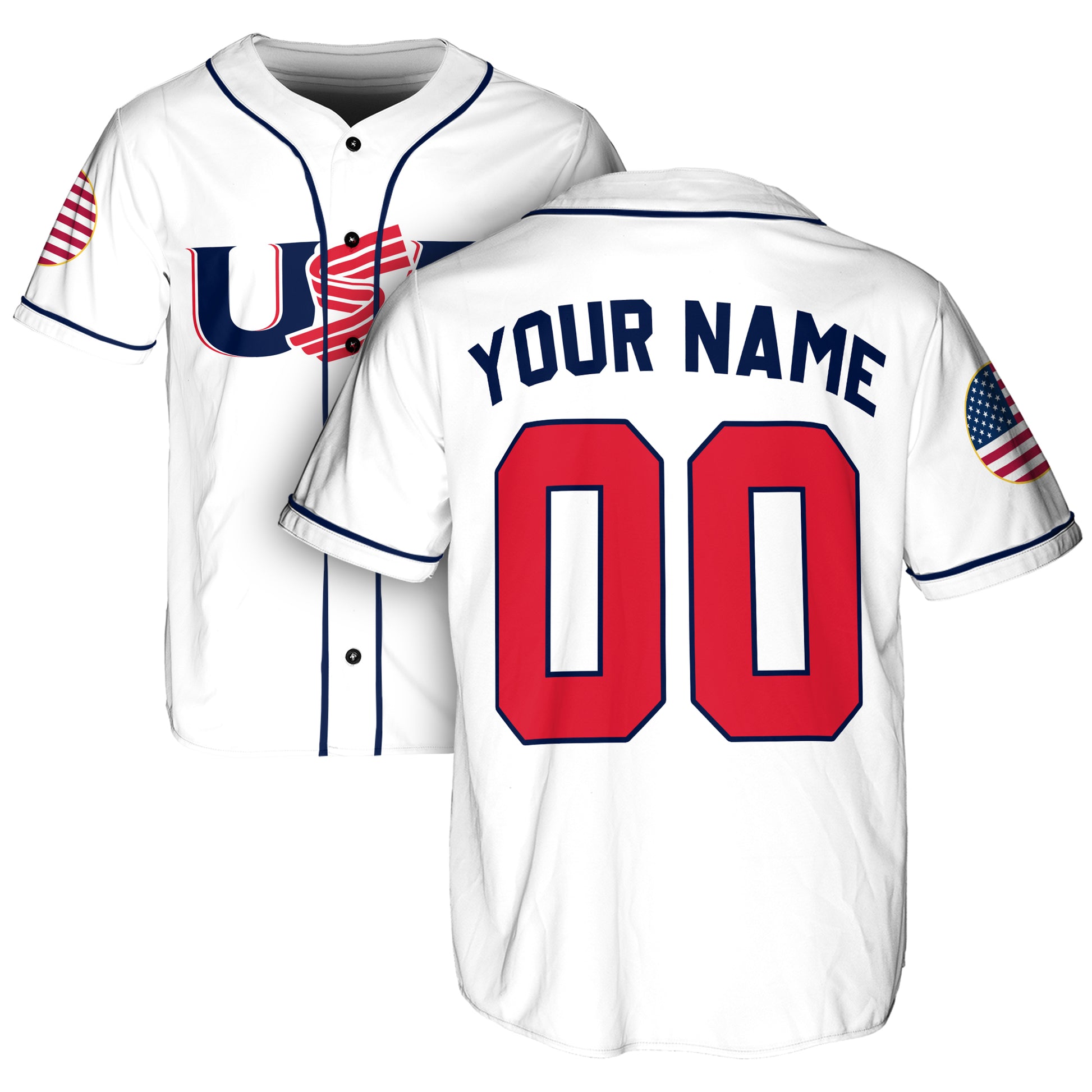 Custom USA Baseball Jersey American Fan White – Personalized Name Number