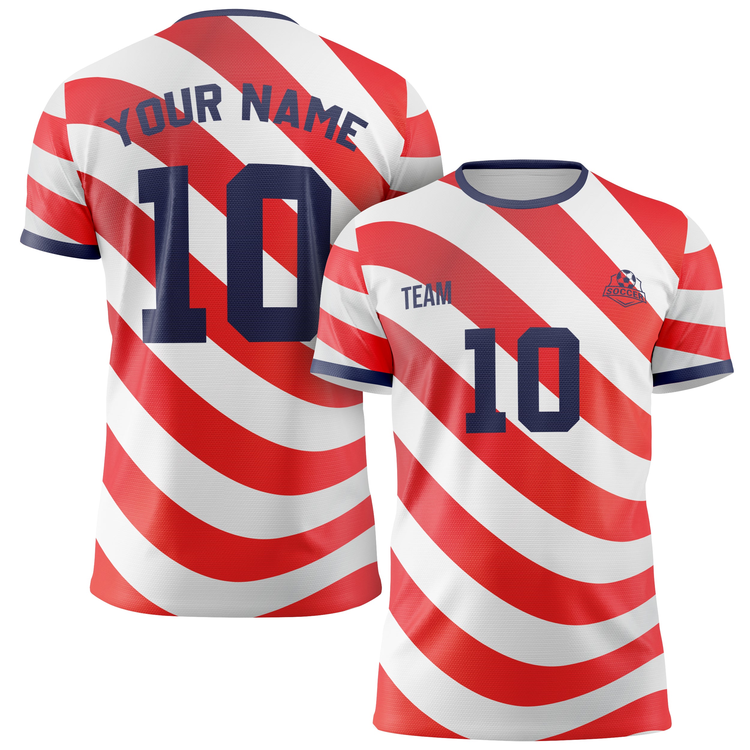 Custom 2026 Soccer Jersey Red White and Navy - Design Your Own