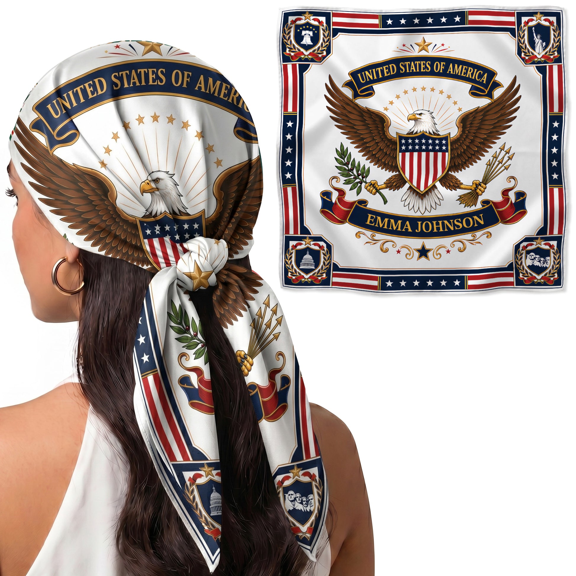 Custom Country Head Scarf Bandana USA - Personalized Name
