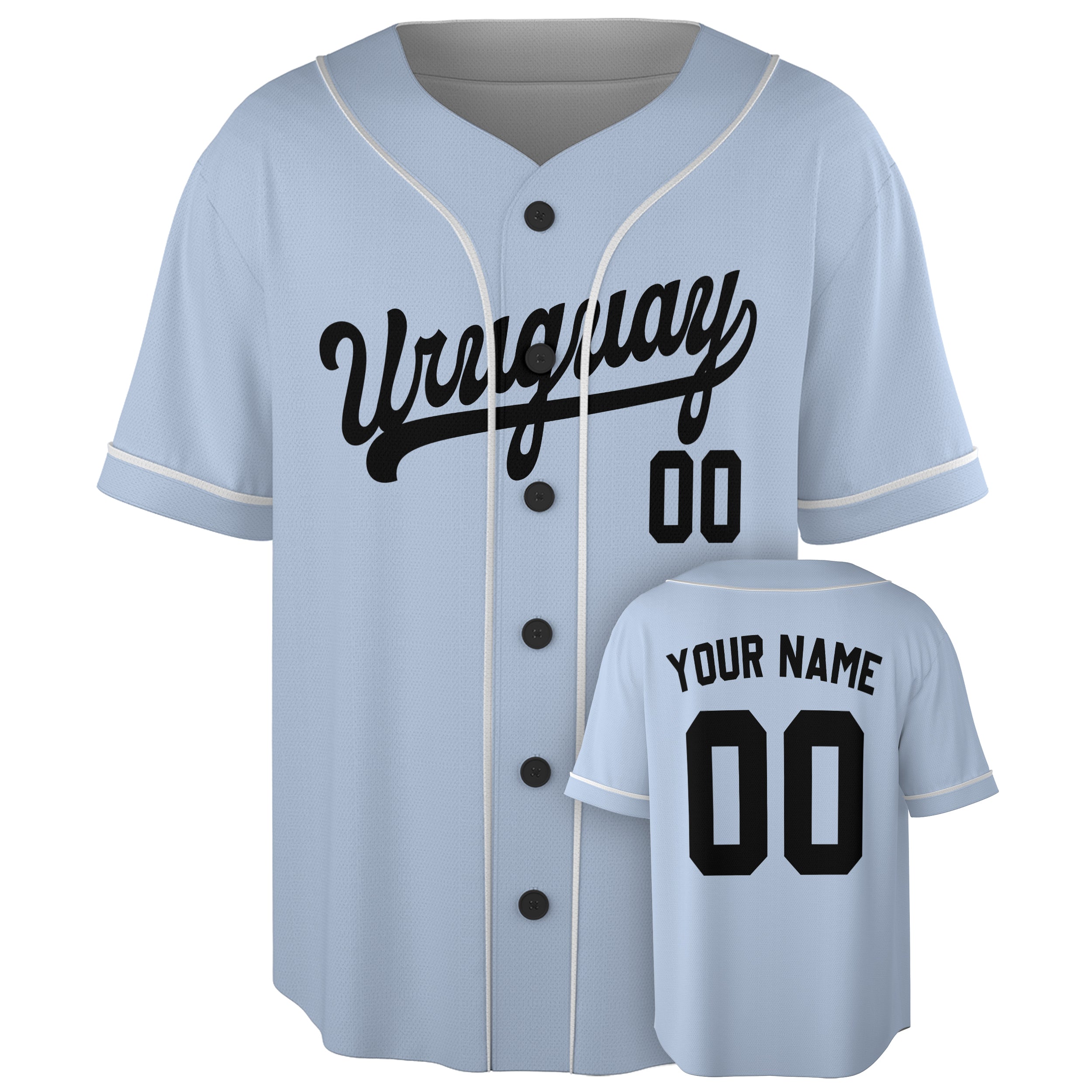 Custom Uruguay Baseball Jersey Uruguayan Fan Light Blue – Personalized Name Number