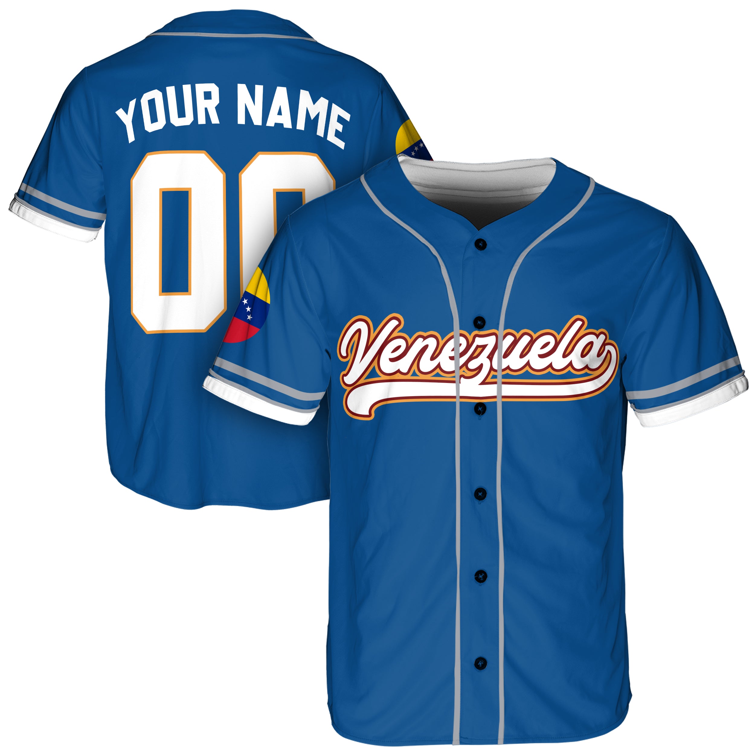 Custom Venezuela Baseball Jersey Venezuelan Fan Royal – Personalized Name Number