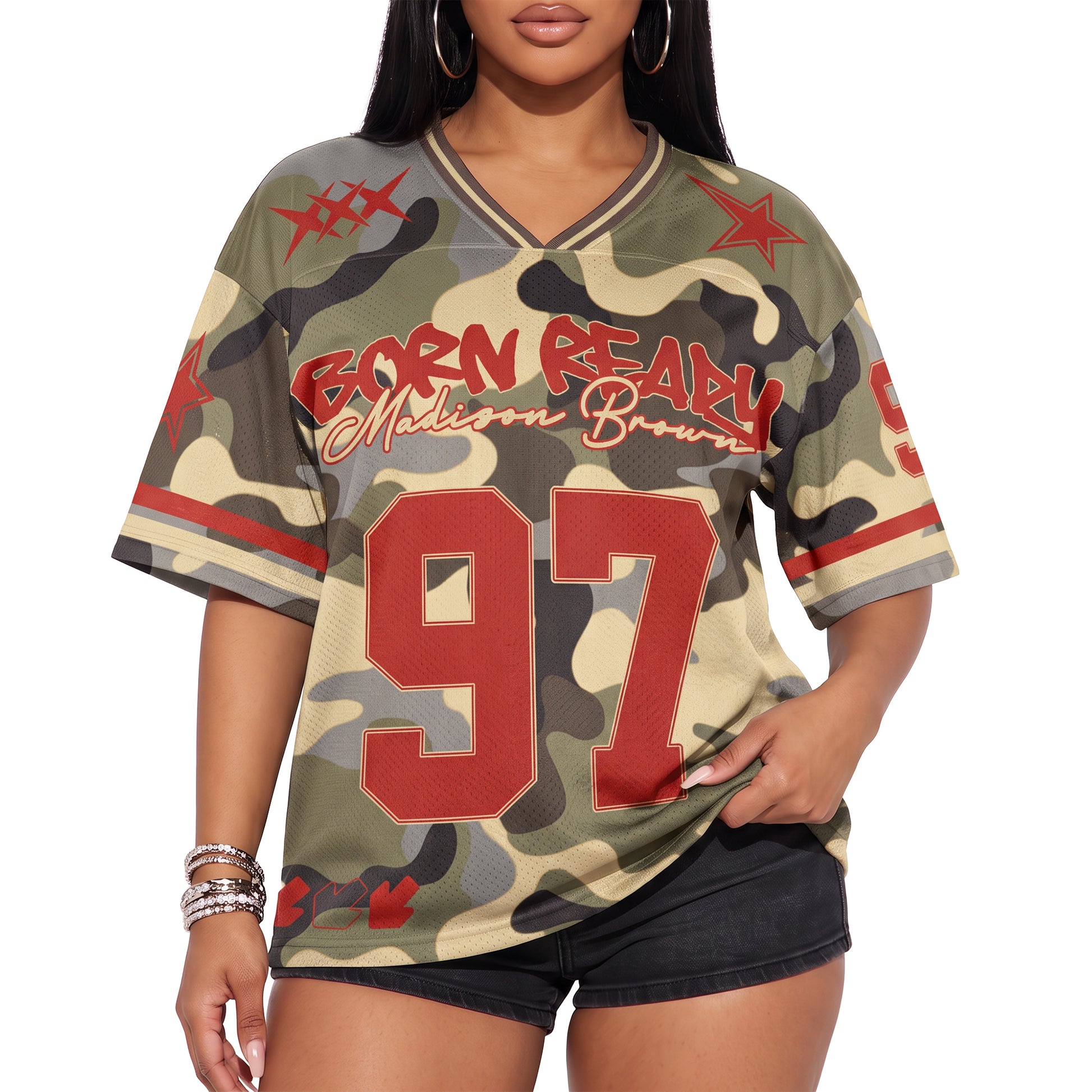 Custom Drop Shoulder Football Jersey Camouflage - Design Your Own