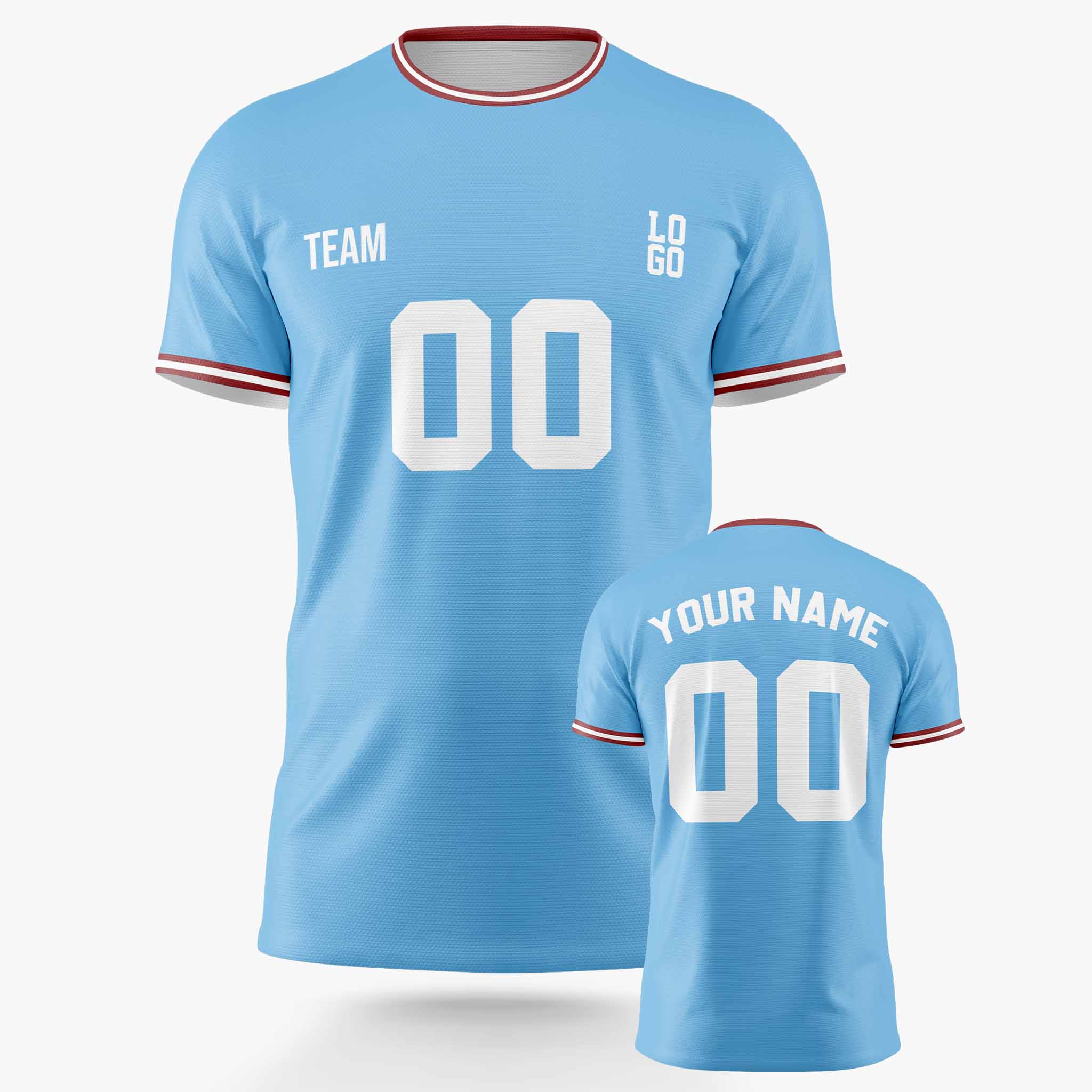 Custom Soccer Jersey Light Blue and White - Design Your Own