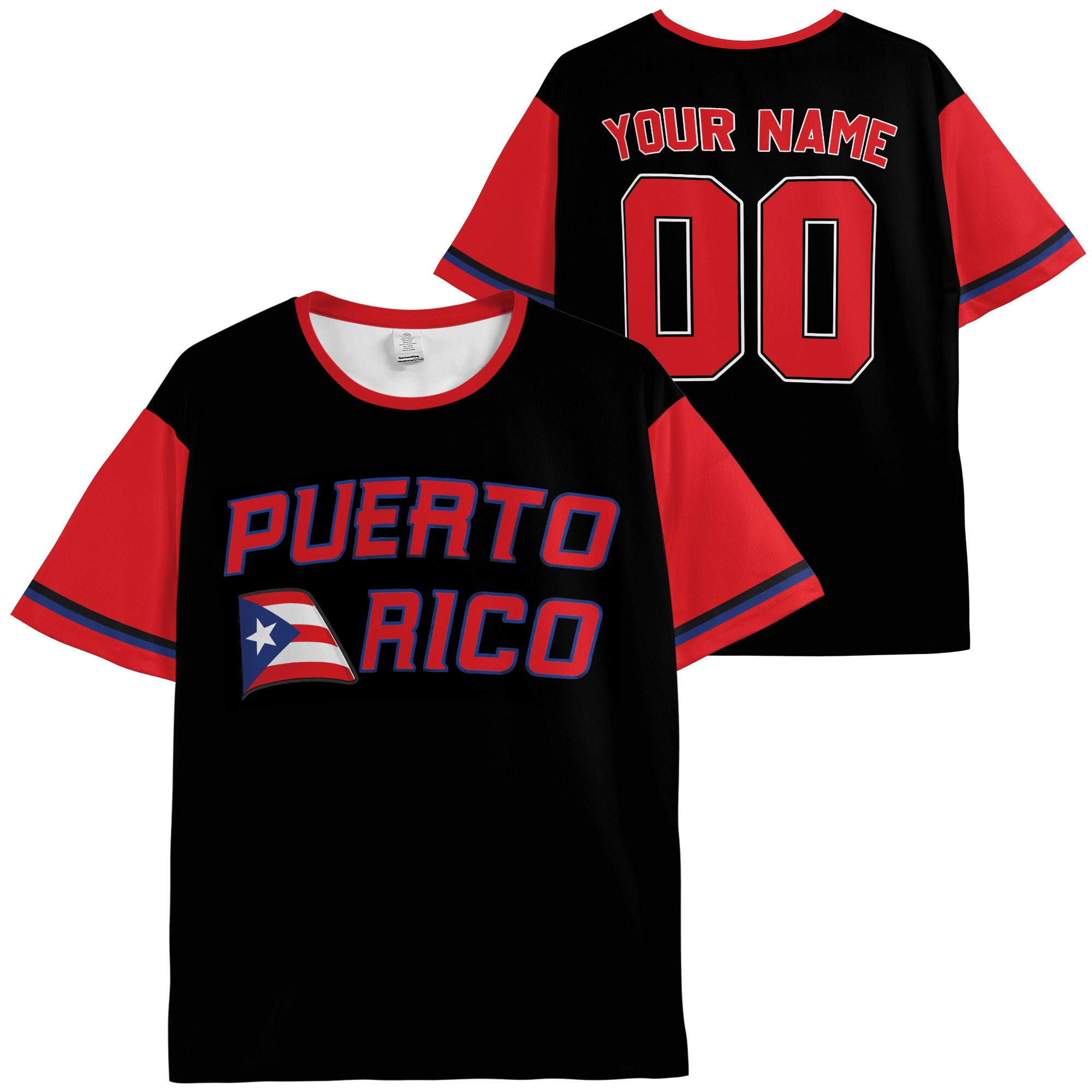 Custom Puerto Rico Soccer Jersey Puerto Rican Fan Classic Script – Personalized Name Number