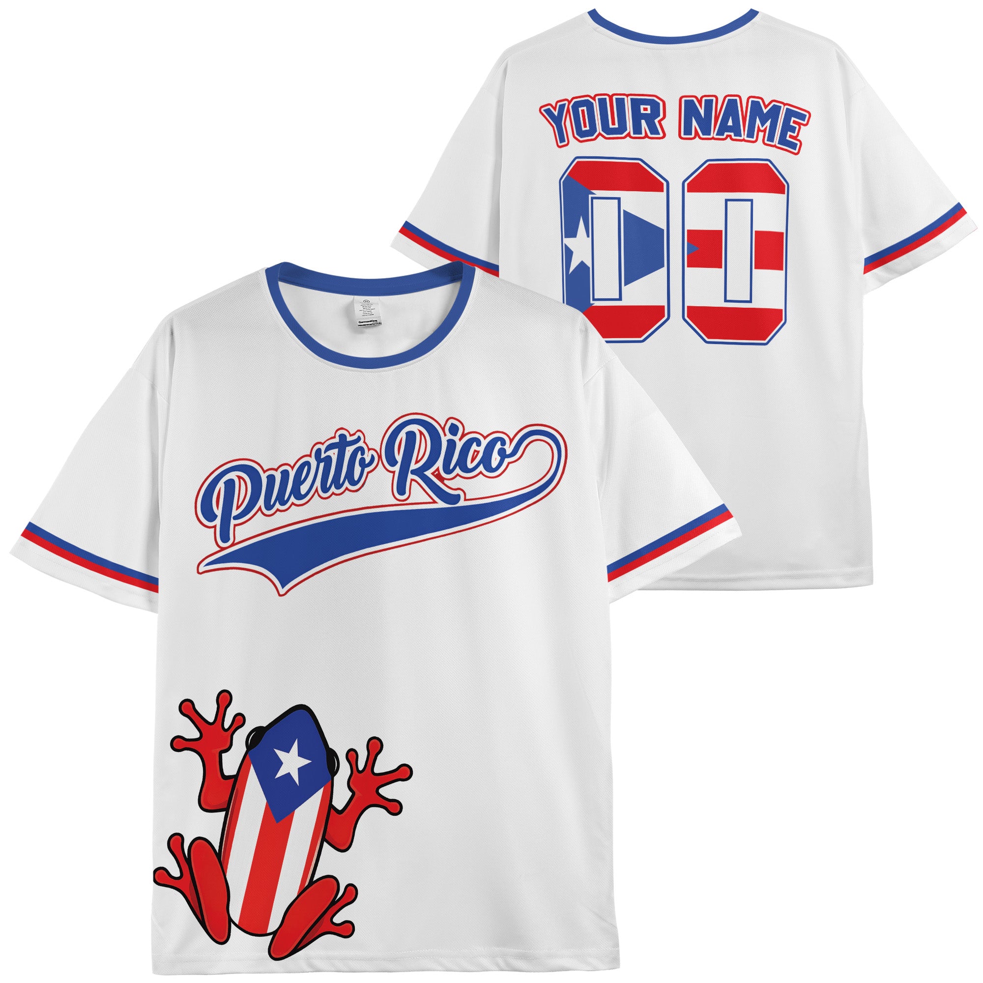 Custom Puerto Rico Soccer Jersey Puerto Rican Fan Coquí Script Classic – Personalized Name Number