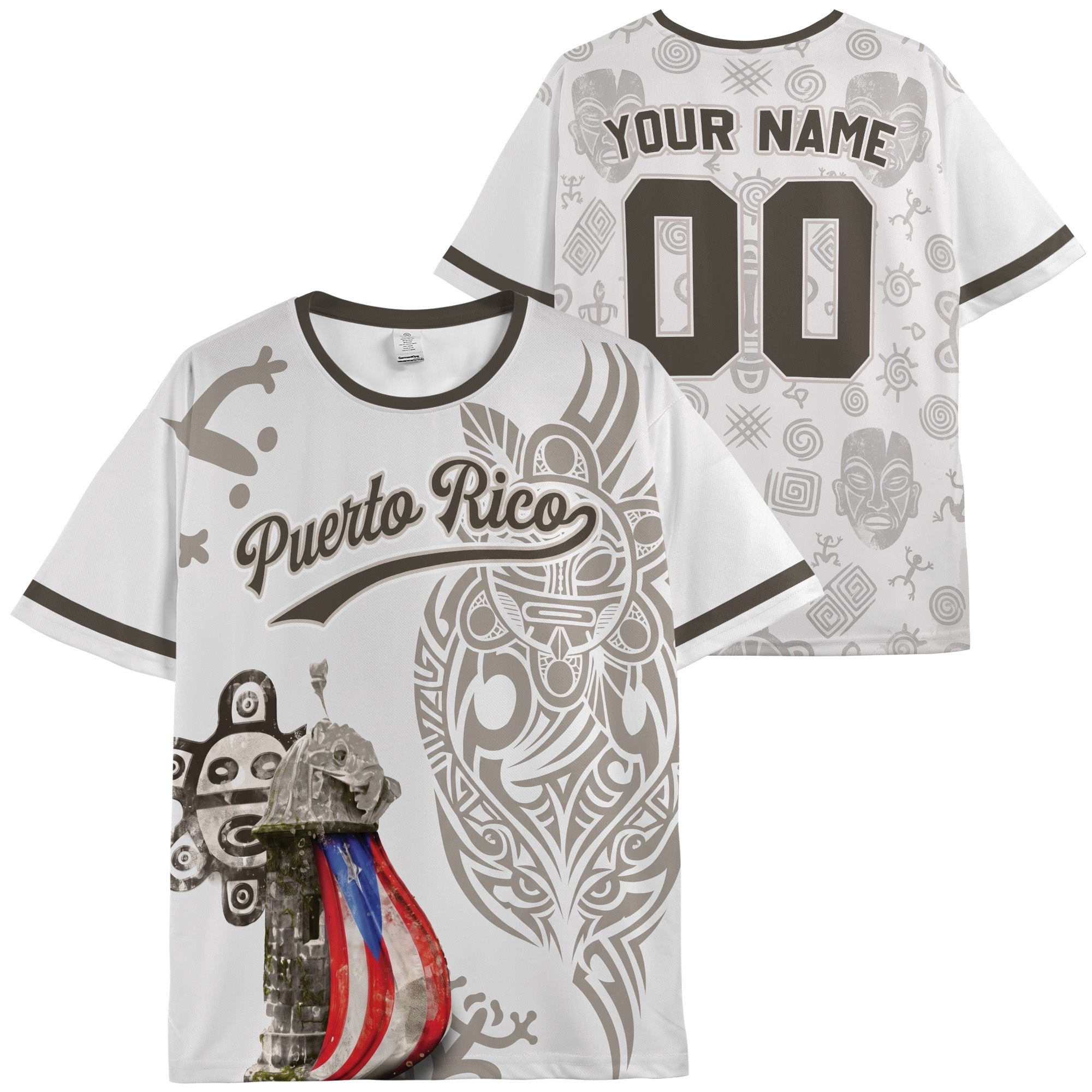 Custom Puerto Rico Soccer Jersey Puerto Rican Fan Heritage Totem – Personalized Name Number