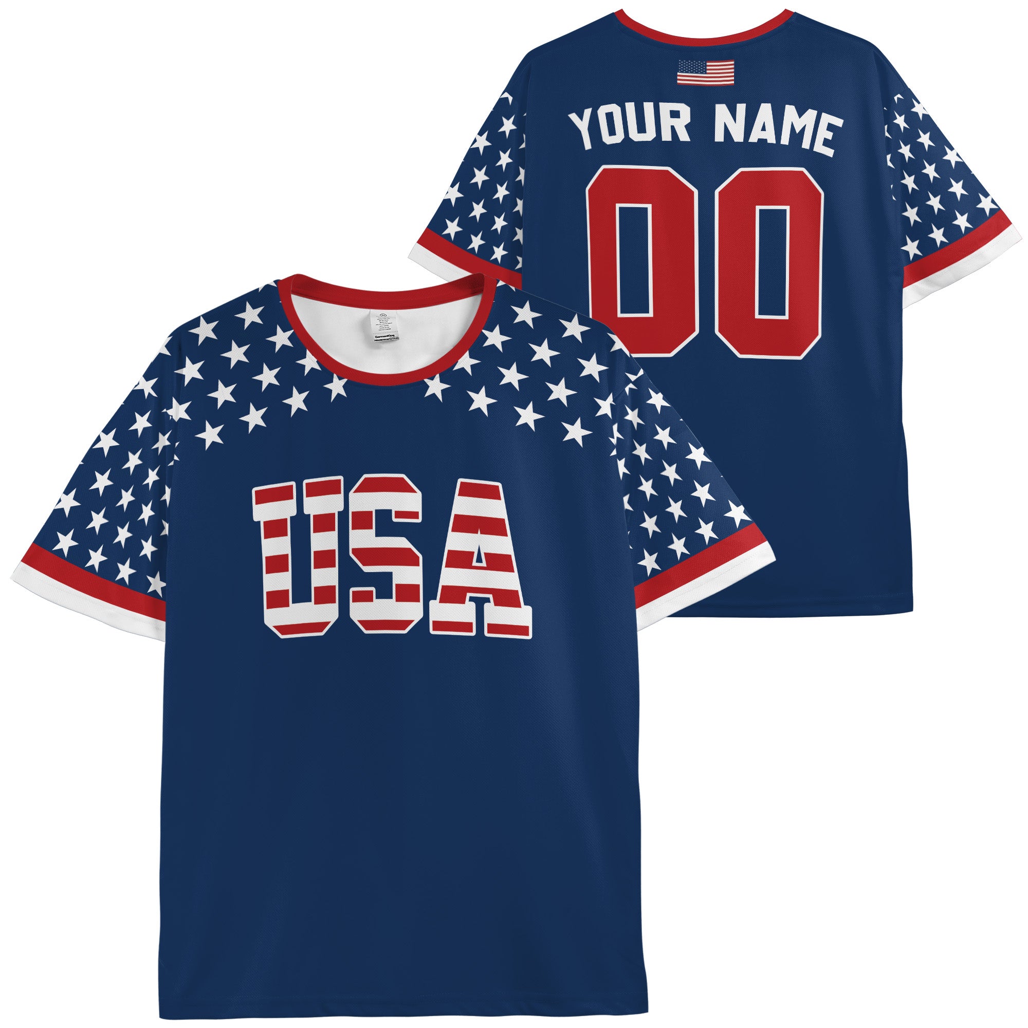 Custom USA Soccer Jersey American Fan Stars & Stripes - Personalized Name Number
