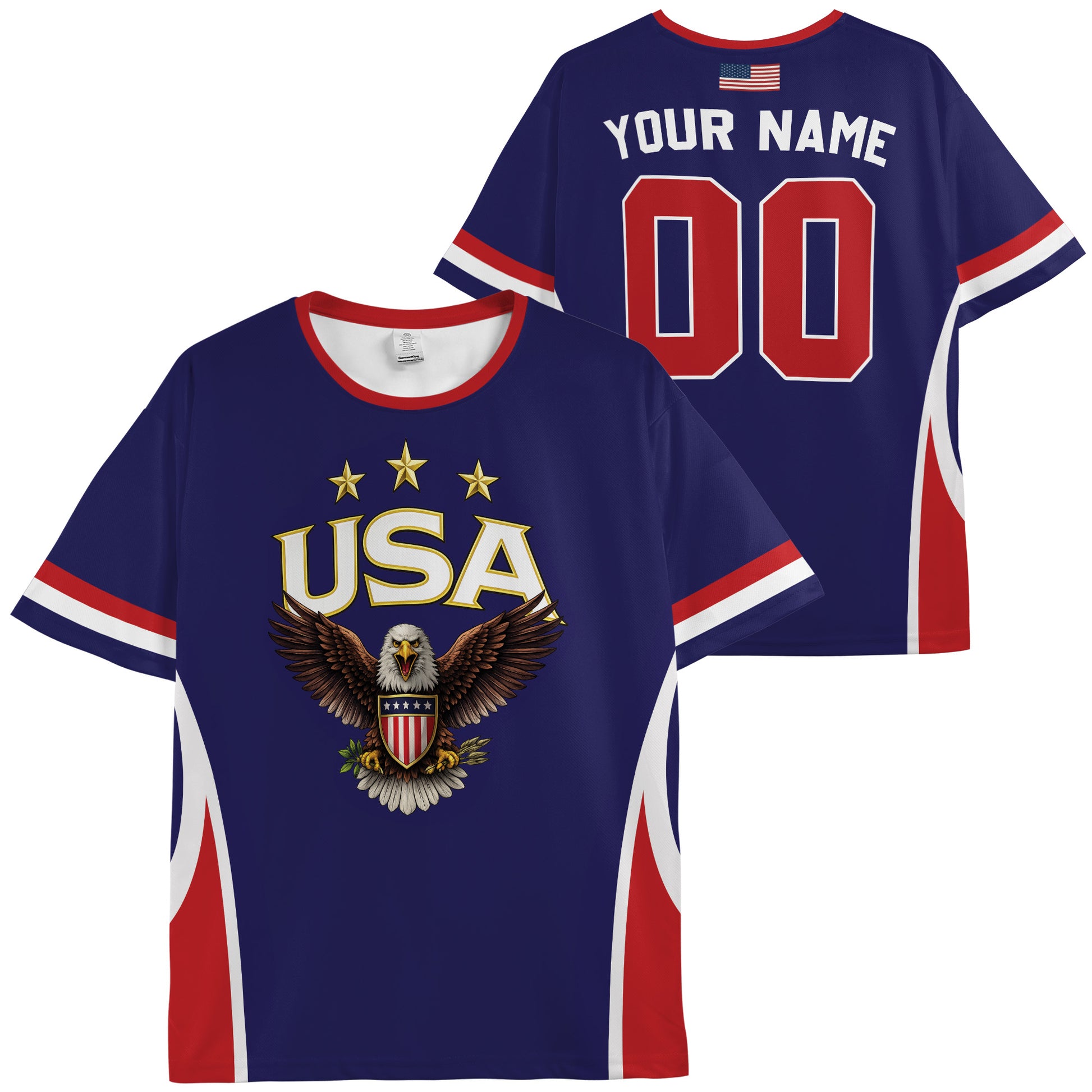 Custom USA Soccer Jersey American Fan Eagle Crest - Personalized Name Number