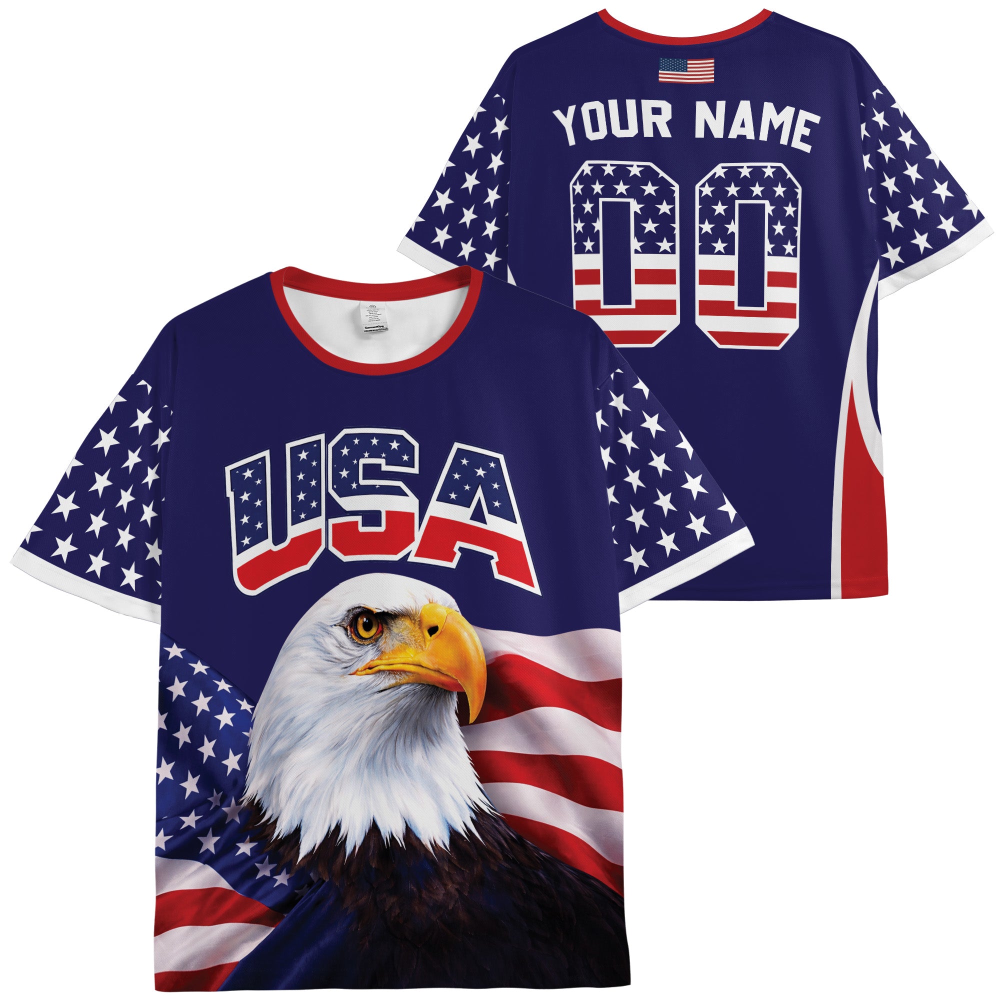 Custom USA Soccer Jersey American Fan Freedom Eagle - Personalized Name Number