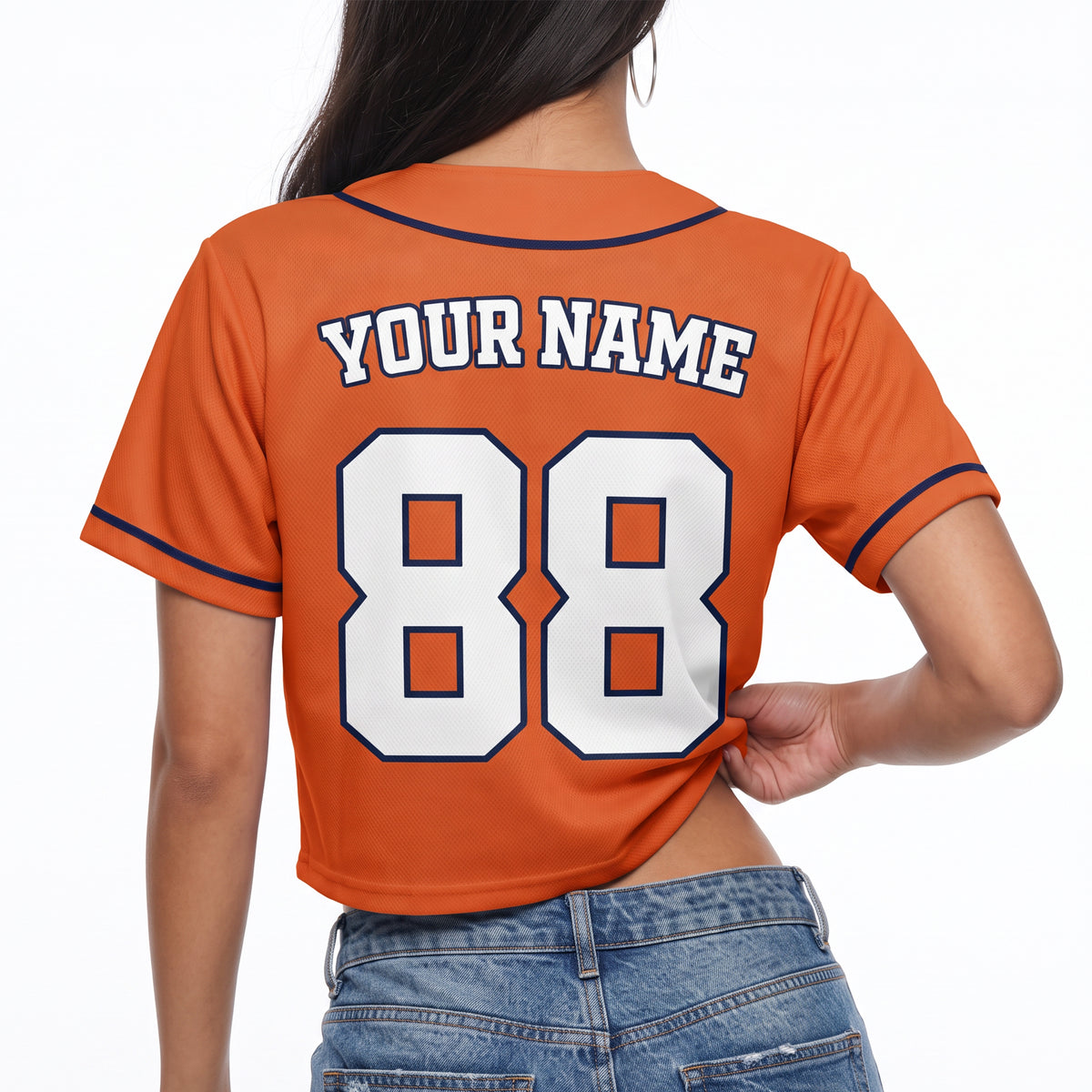Custom Women's Crop Baseball Jersey Orange and White - Design Your Own