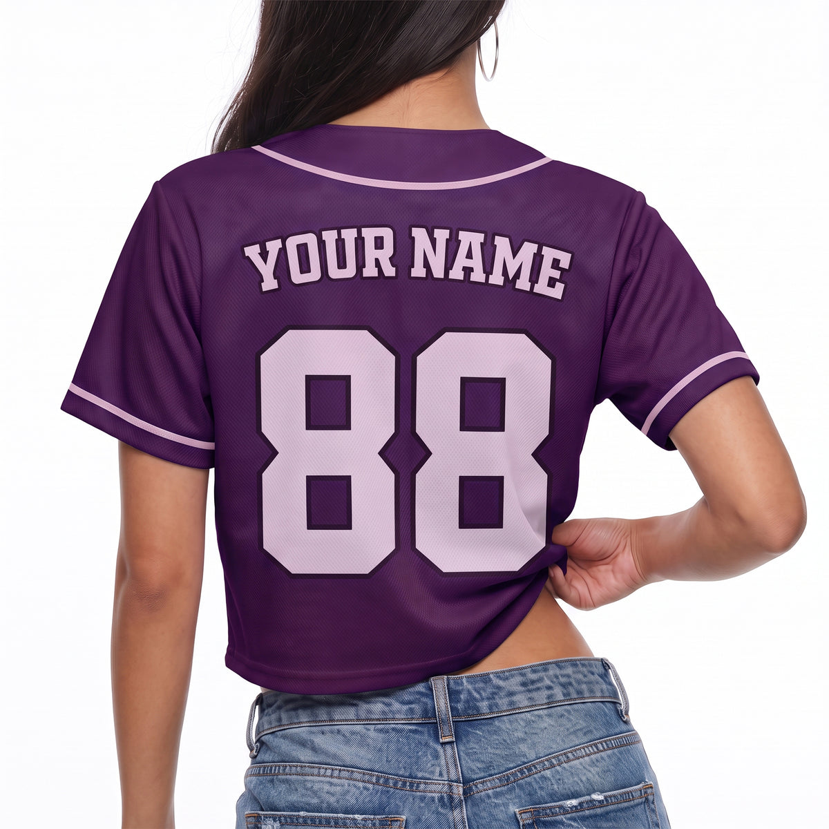 Custom Women's Crop Baseball Jersey Purple and Lilac - Design Your Own