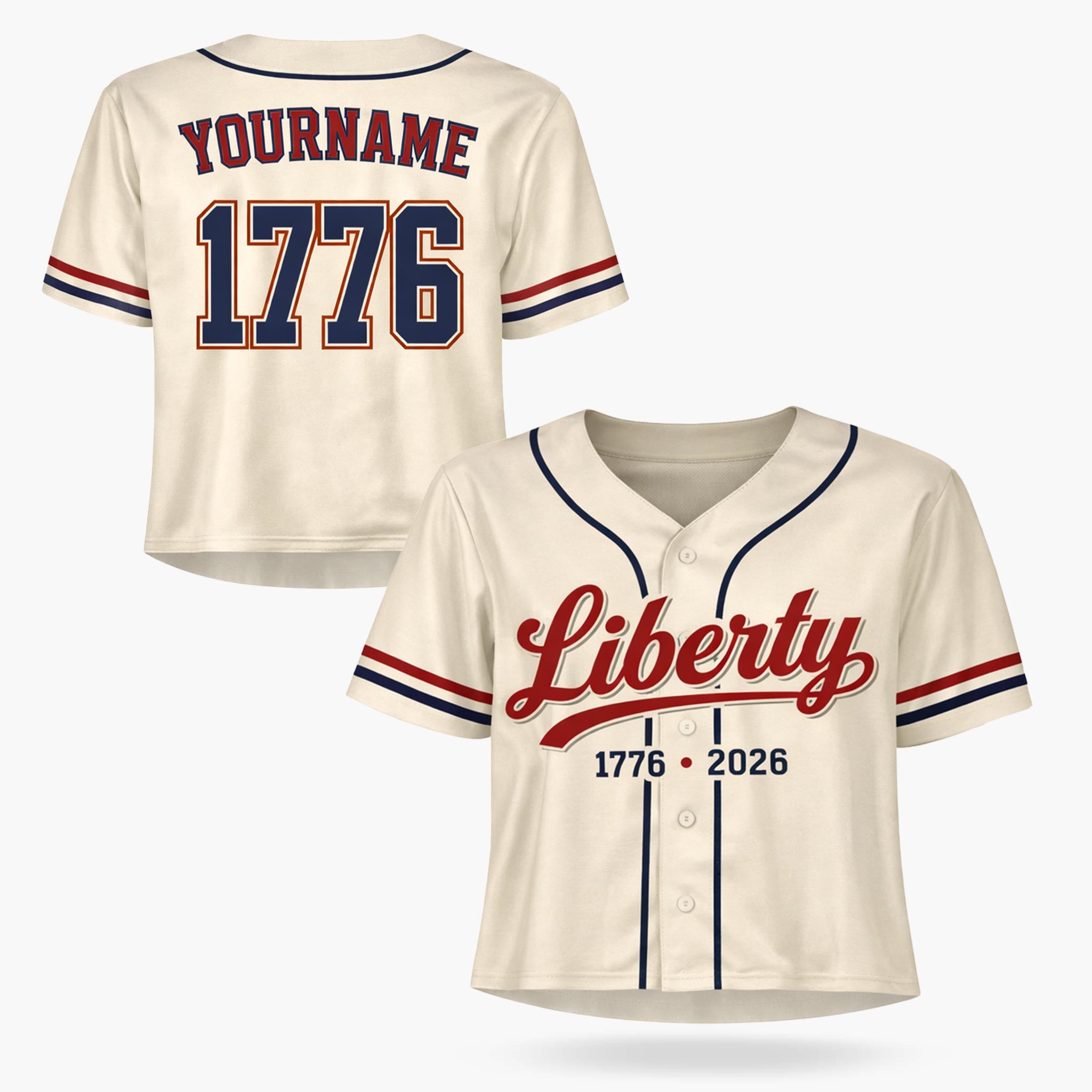 Custom USA 250th Anniversary Crop Baseball Jersey Vintage Liberty Pinstripe - Design Your Own