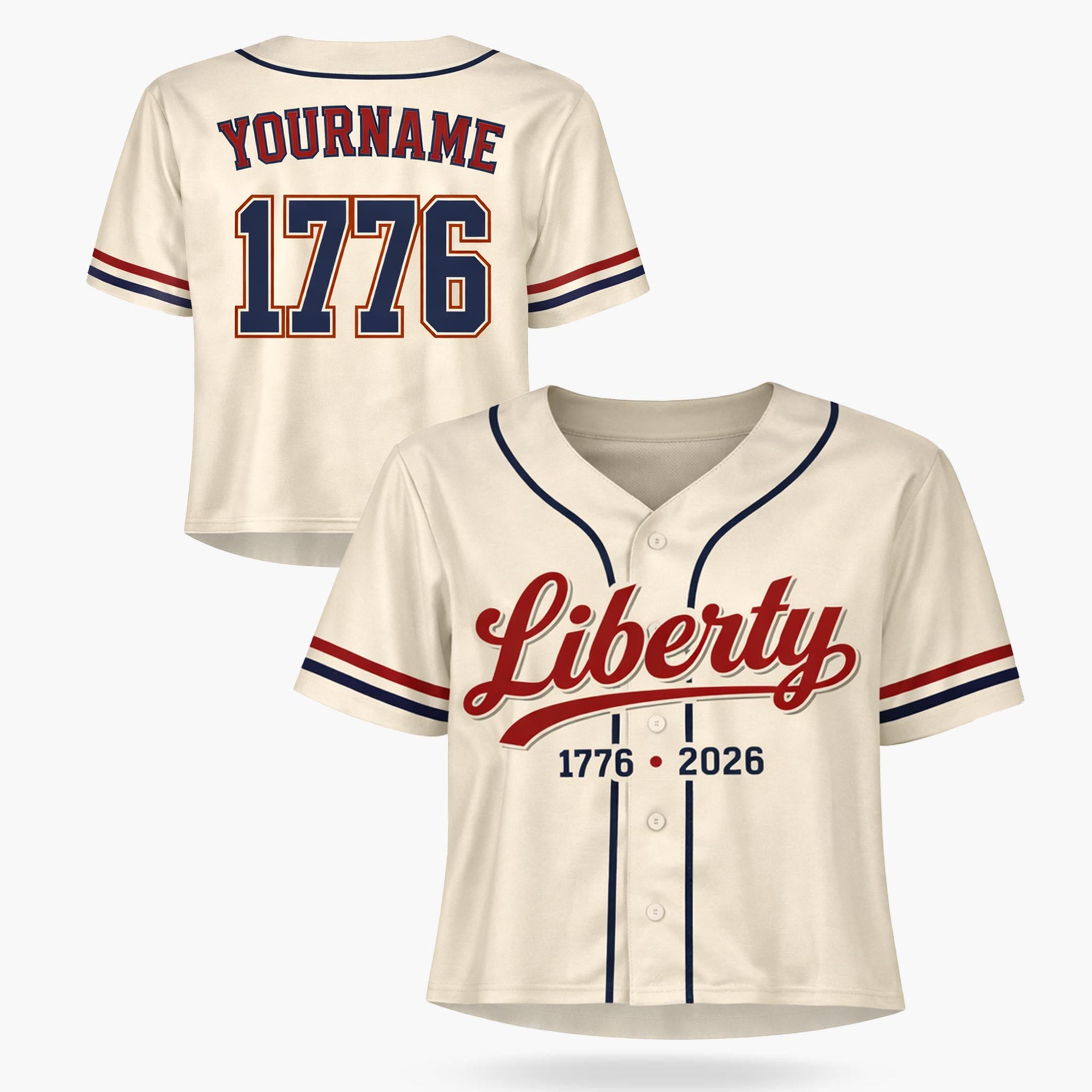 Custom USA 250th Anniversary Crop Baseball Jersey Vintage Liberty Pinstripe - Design Your Own