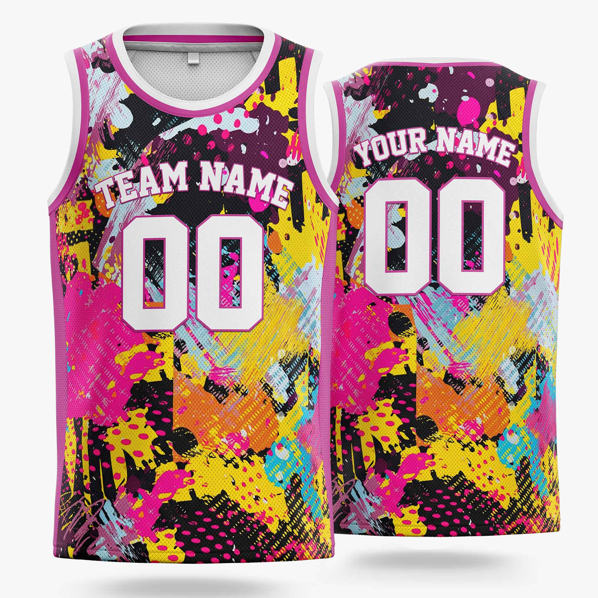 Custom Basketball Jersey White and Purple Graffiti - Design Your Own
