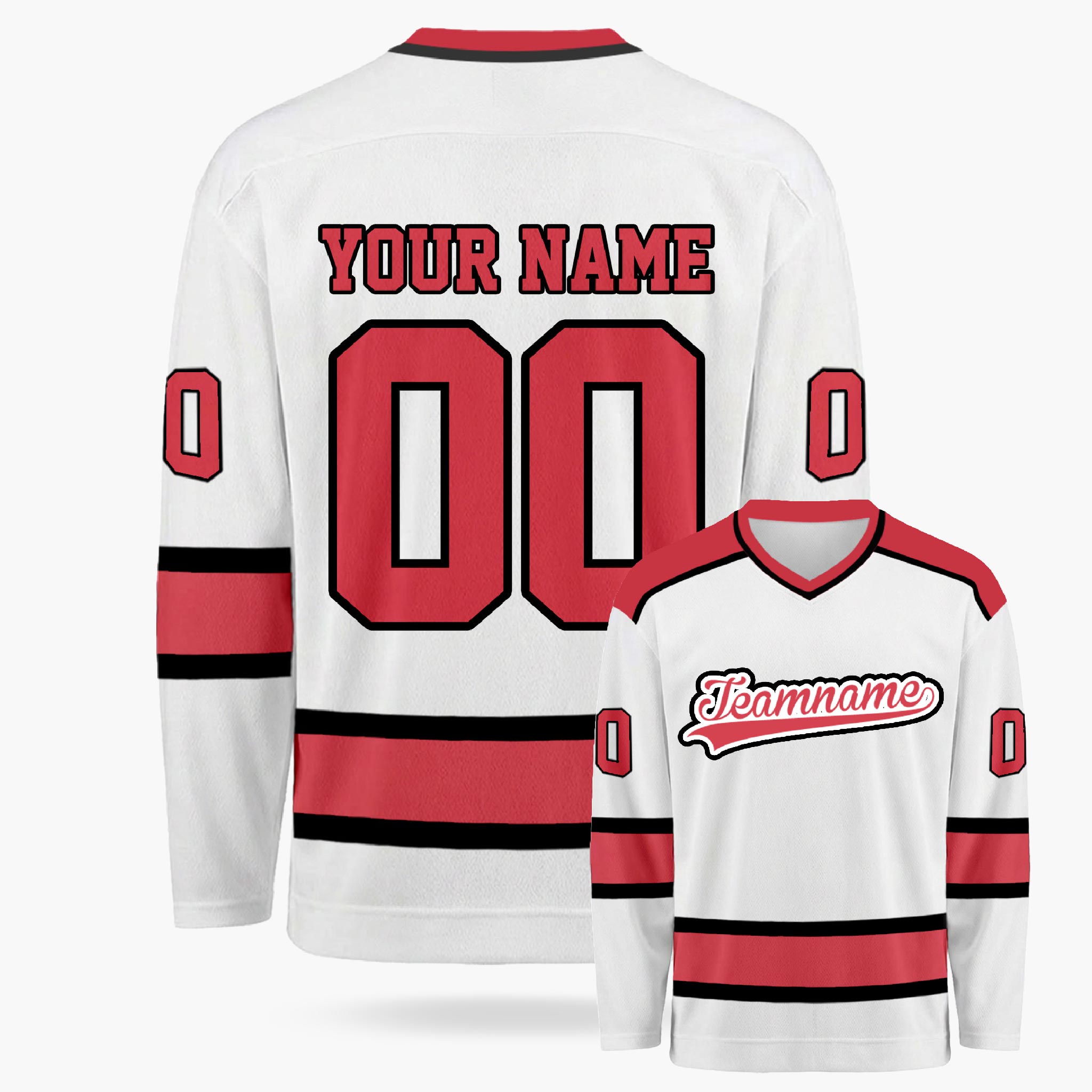 Custom Hockey Jersey White and Crimson - Design Your Own