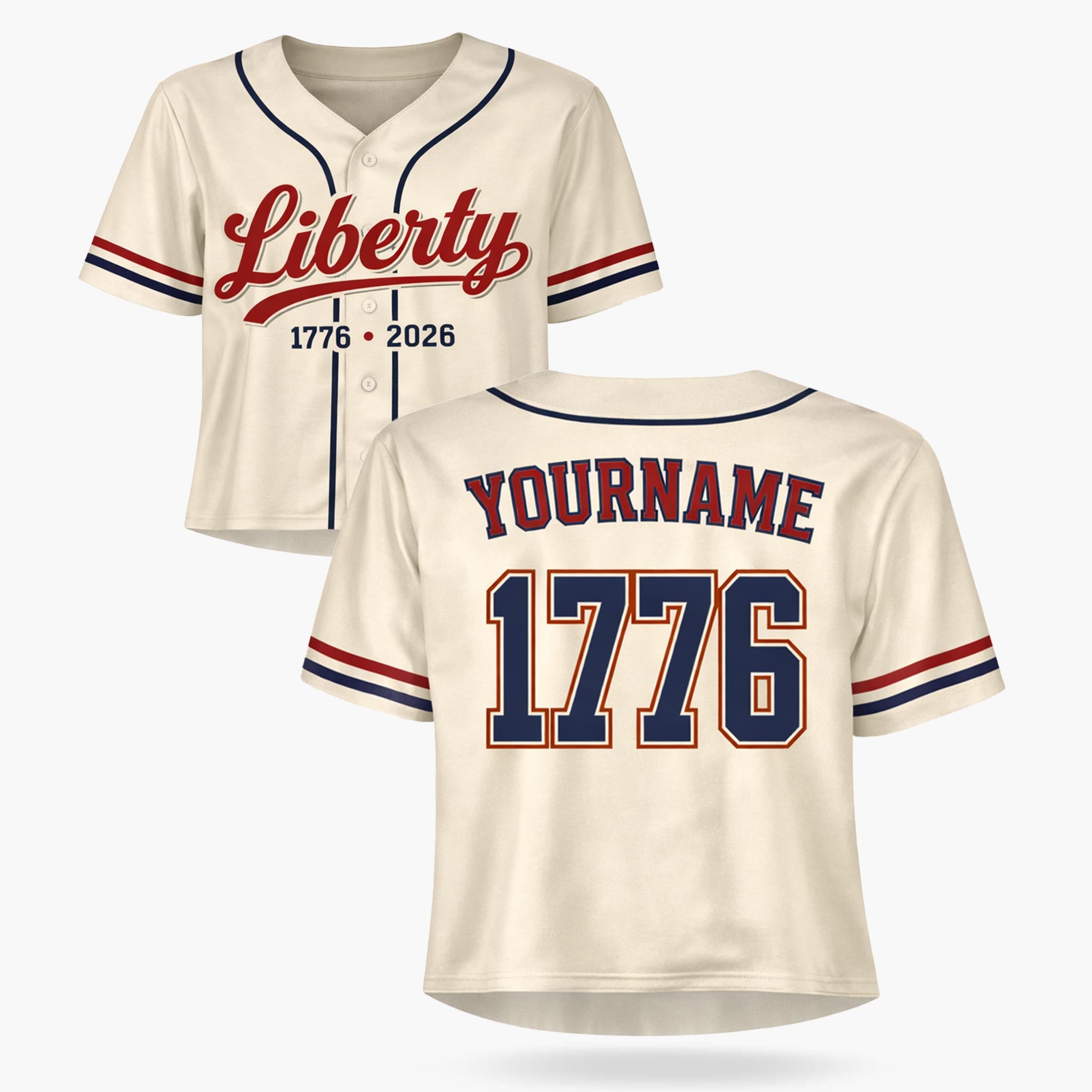 Custom USA 250th Anniversary Crop Baseball Jersey Vintage Liberty Pinstripe - Design Your Own