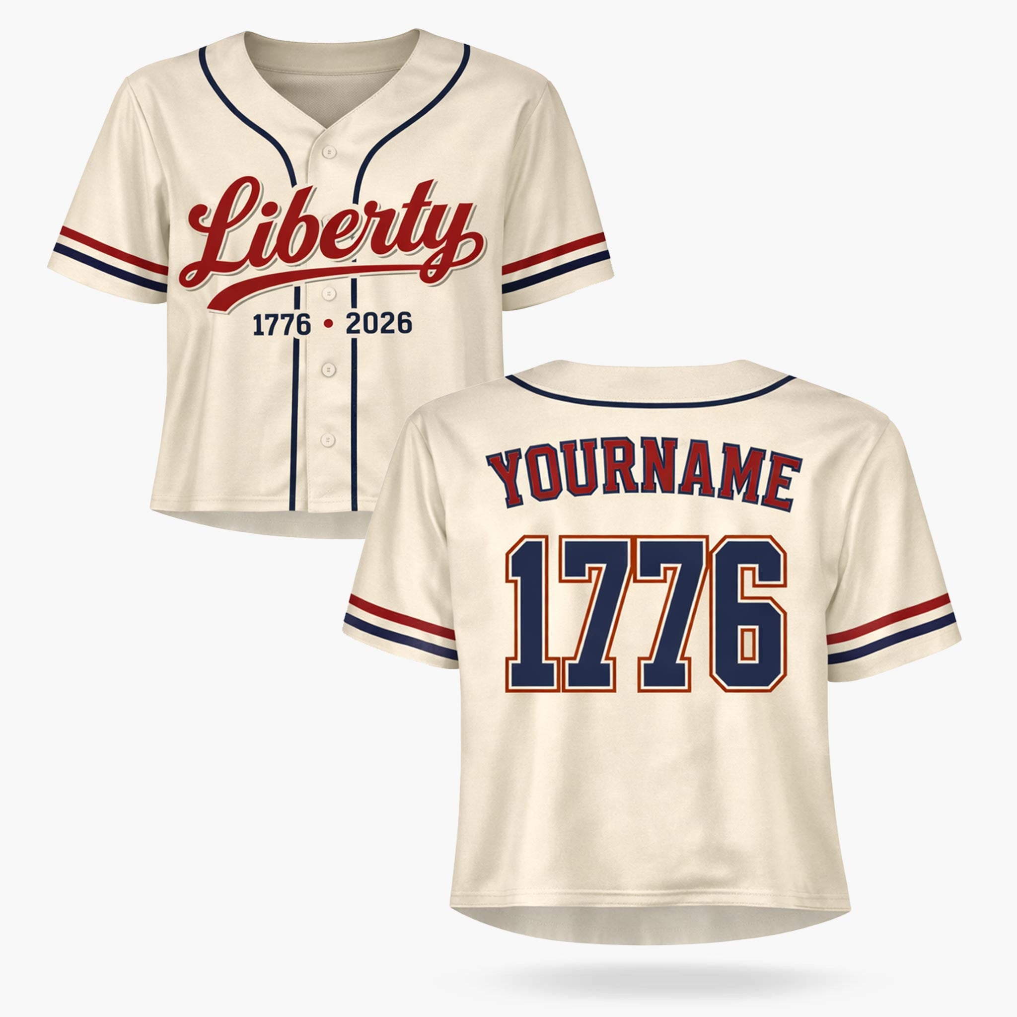 Custom USA 250th Anniversary Crop Baseball Jersey Vintage Liberty Pinstripe - Design Your Own