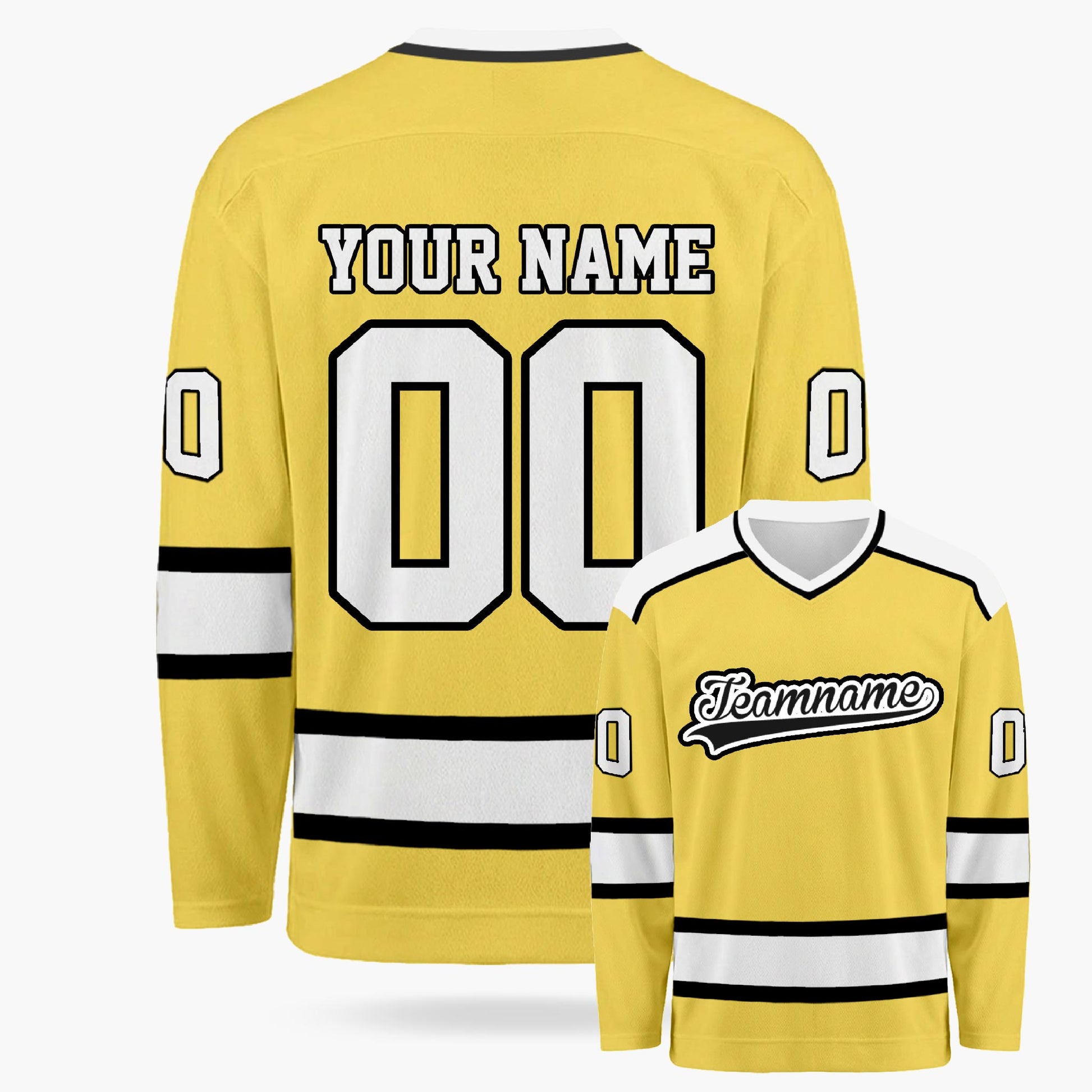 Custom Hockey Jersey Yellow and White - Design Your Own