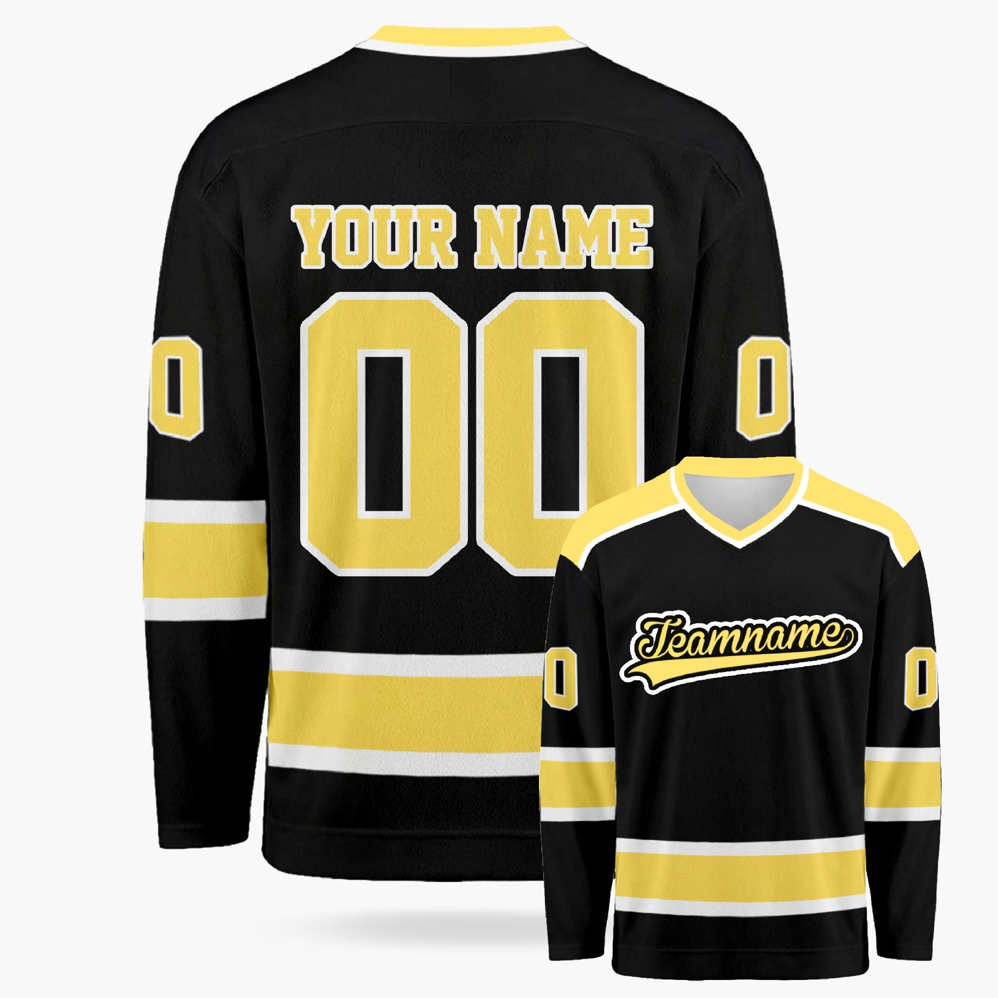 Custom Hockey Jersey Black Yellow and White - Design Your Own