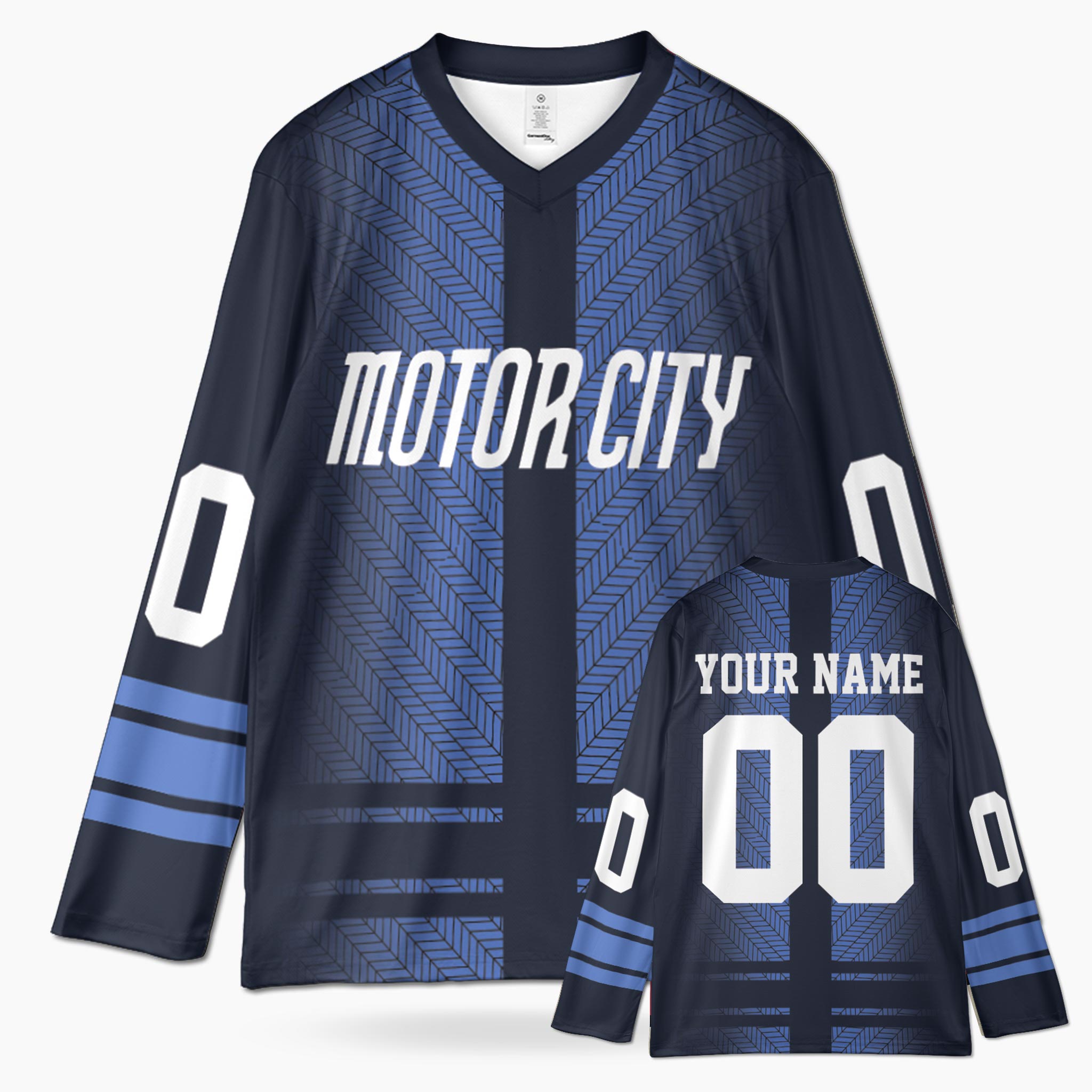 Custom City Hockey Jersey - Detroit Motor City Blue - Design Your Own