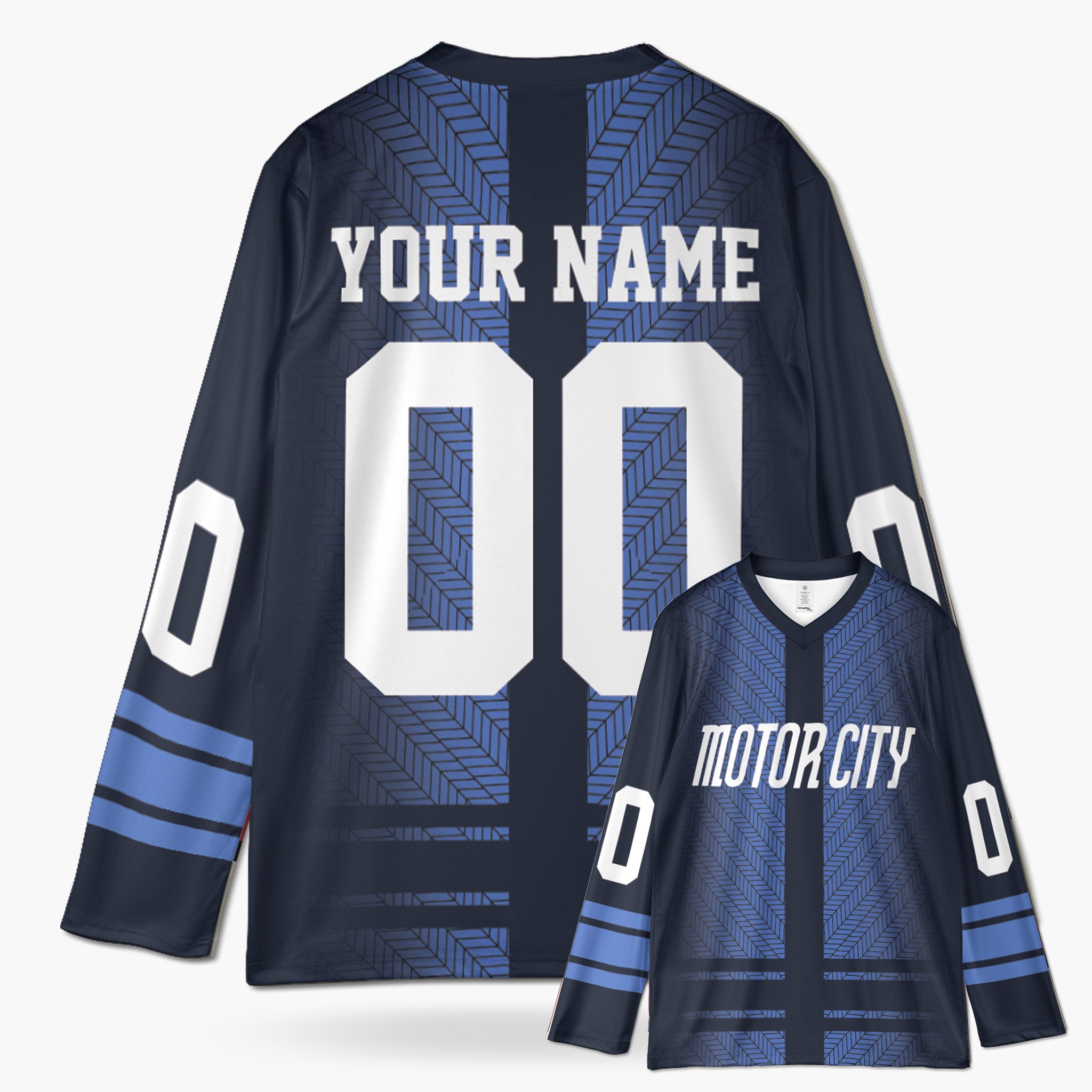 Custom City Hockey Jersey - Detroit Motor City Blue - Design Your Own