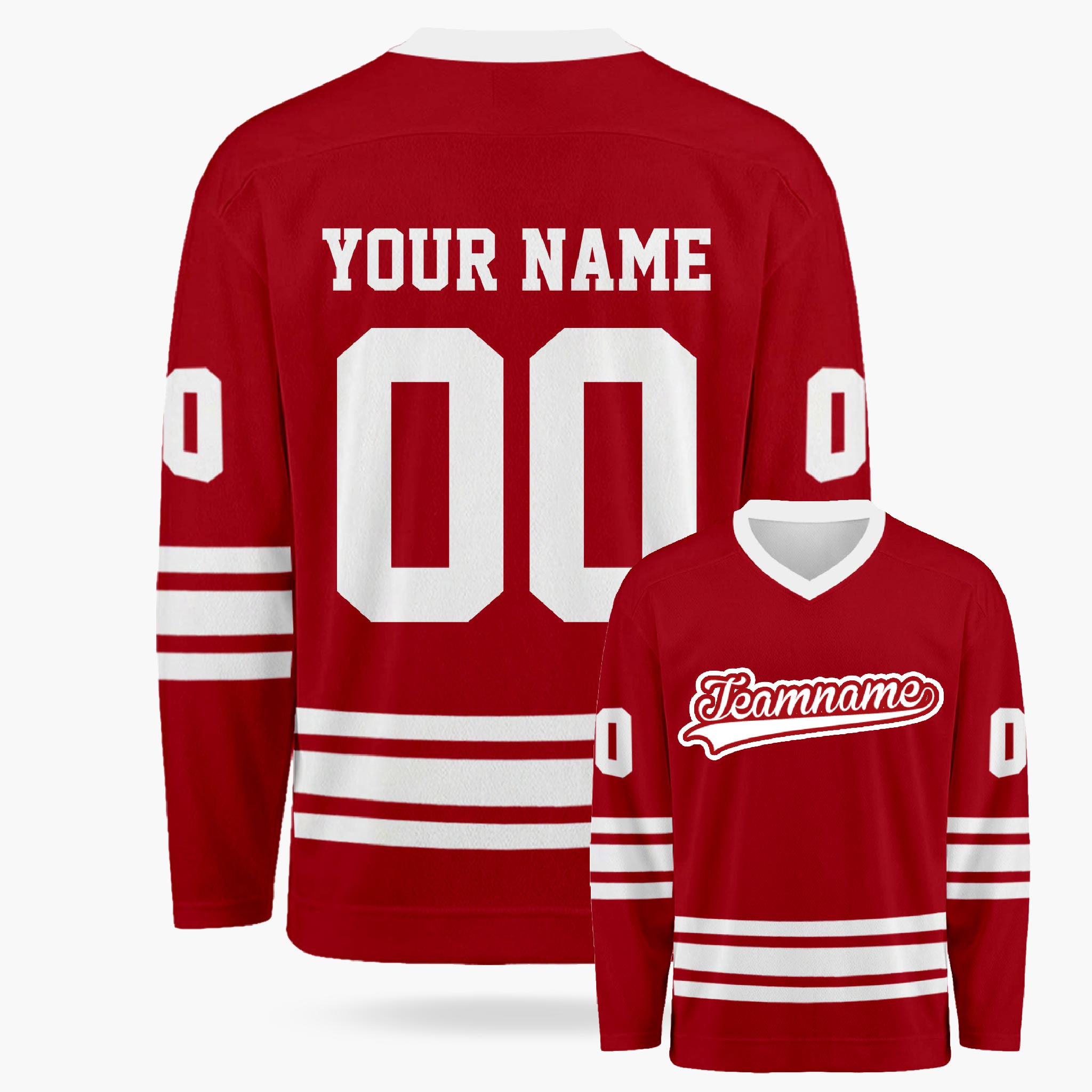 Custom Hockey Jersey Cherry and White - Design Your Own