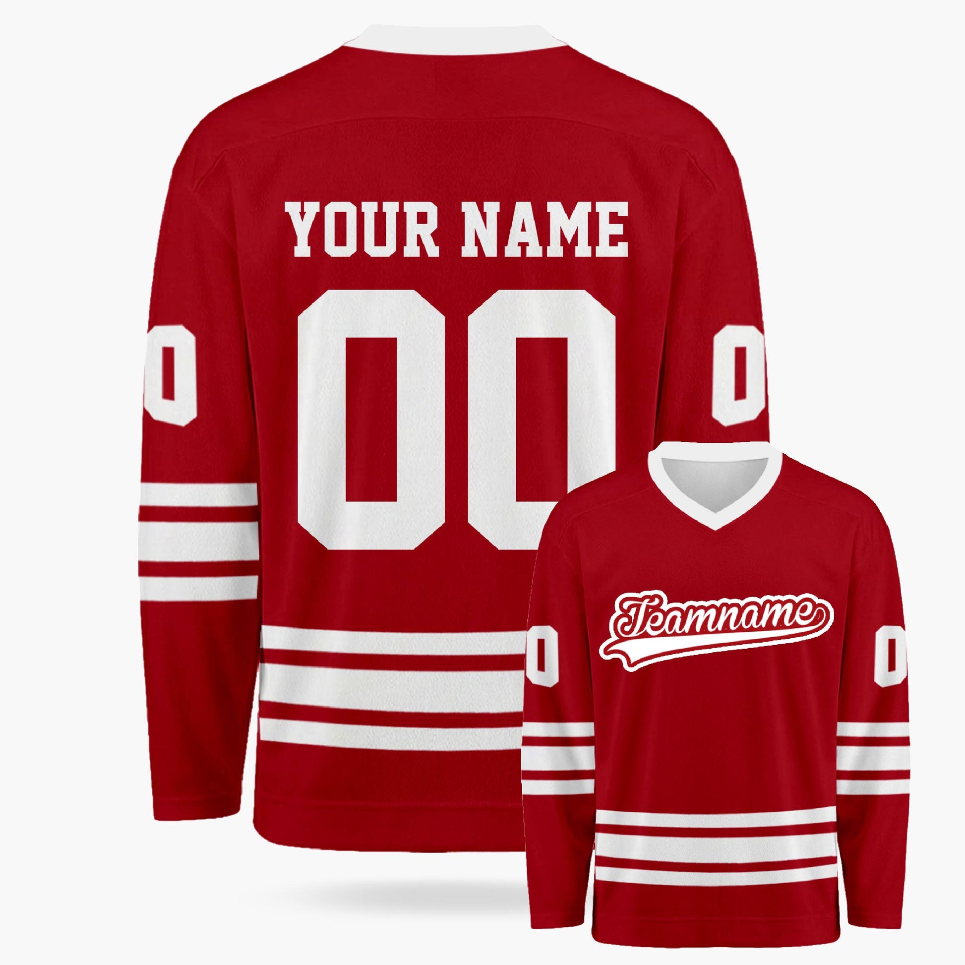 Custom Hockey Jersey Cherry and White - Design Your Own