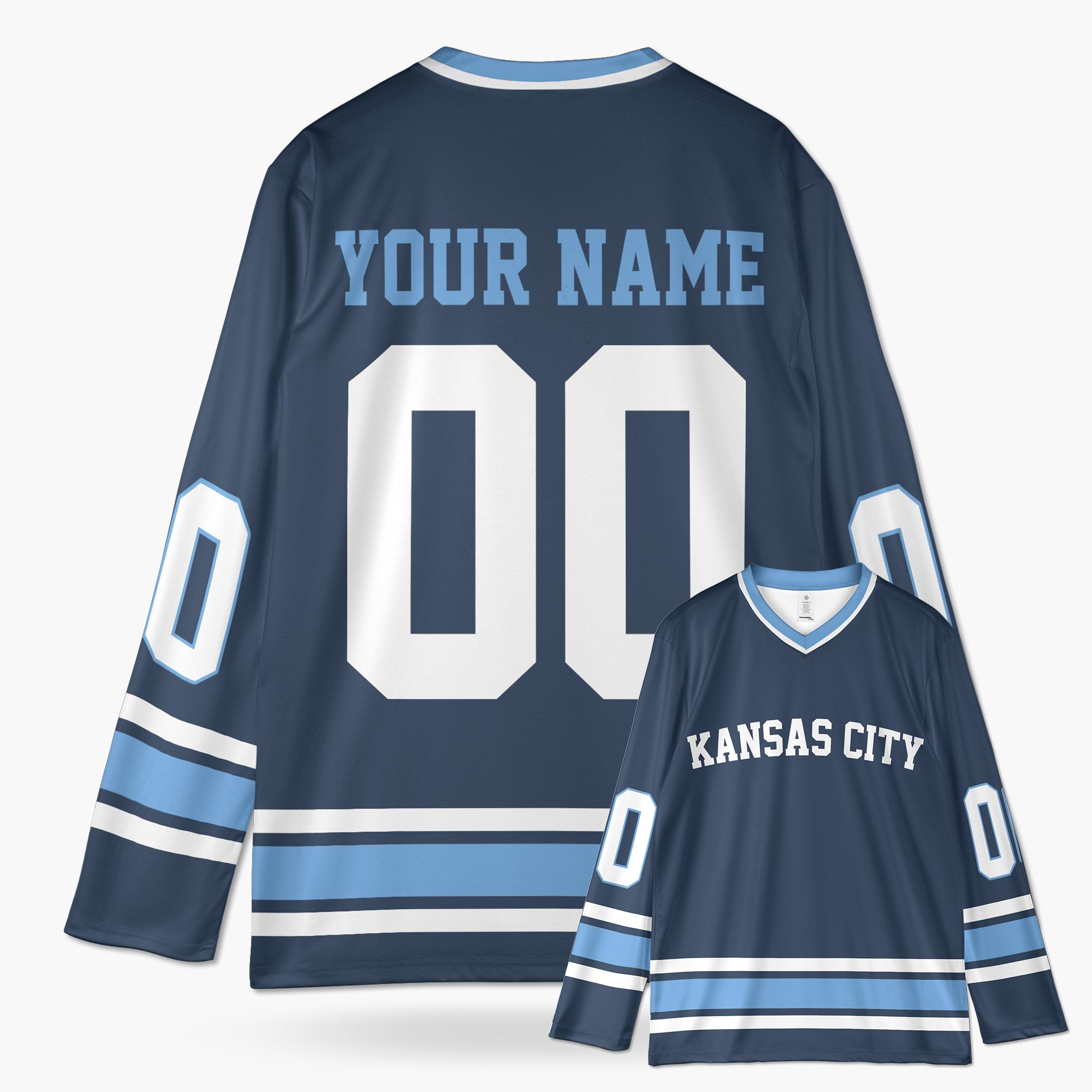 Custom City Hockey Jersey - Kansas Blue - Design Your Own