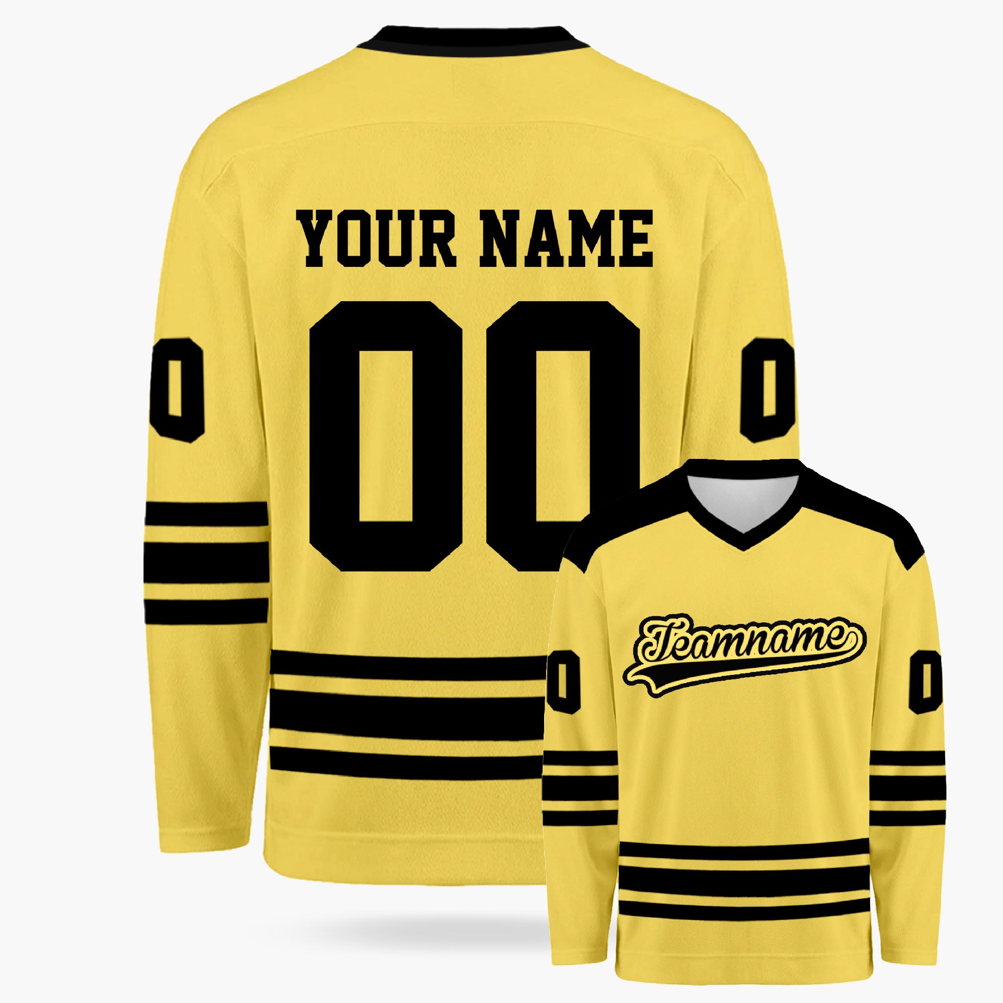 Custom Hockey Jersey Yellow and Black - Design Your Own