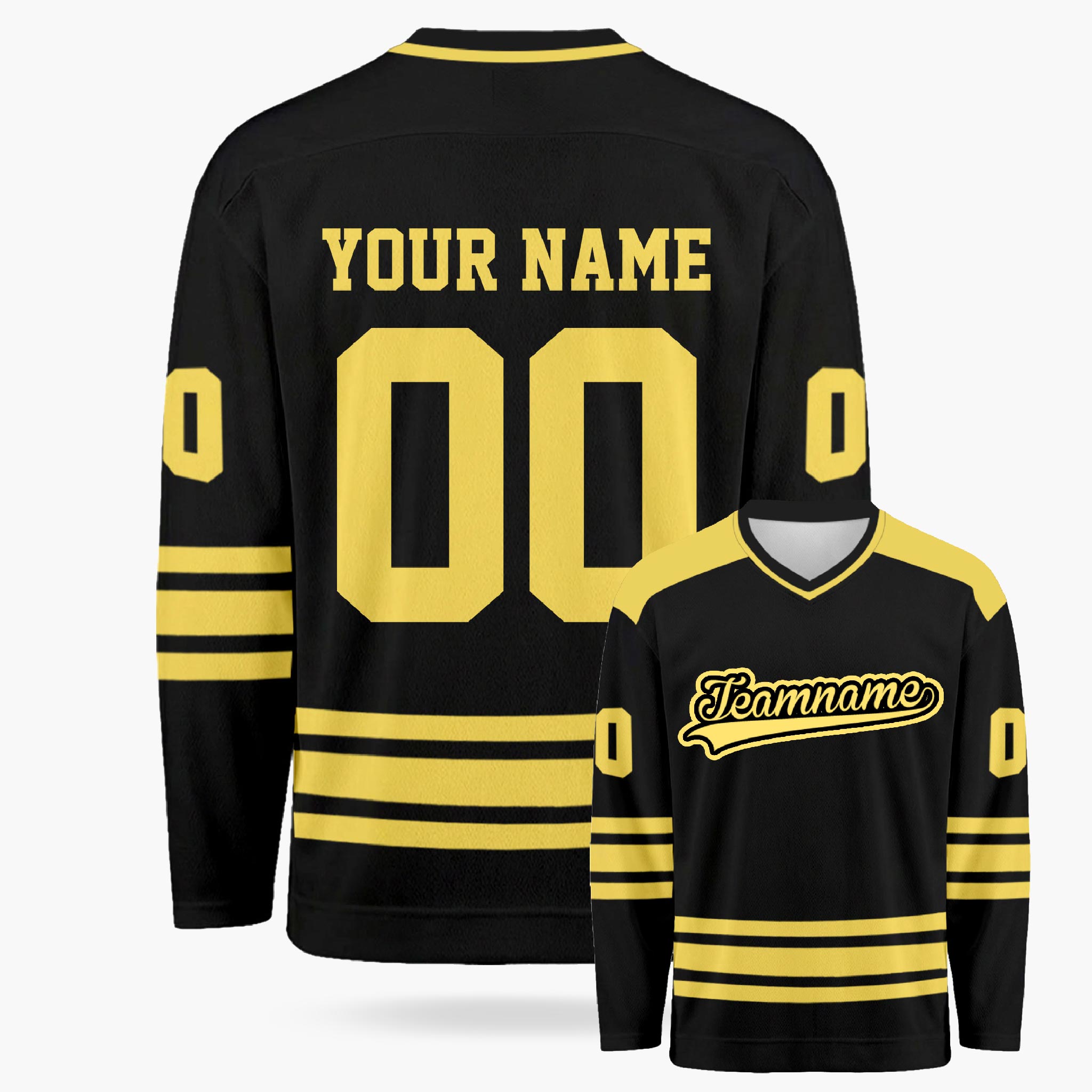 Custom Hockey Jersey Black and Yellow - Design Your Own