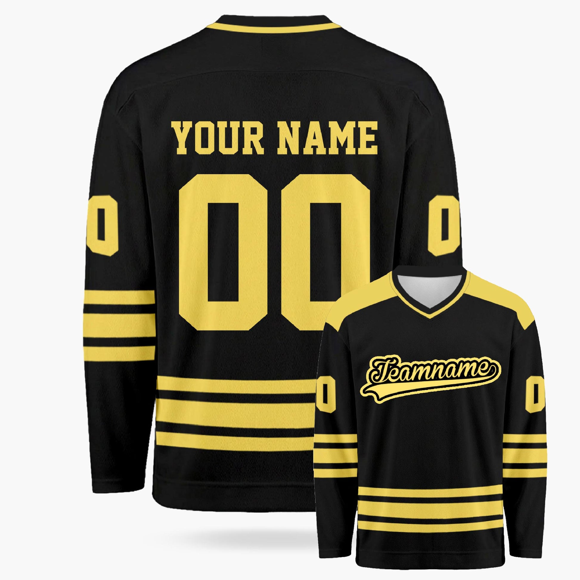 Custom Hockey Jersey Black and Yellow - Design Your Own