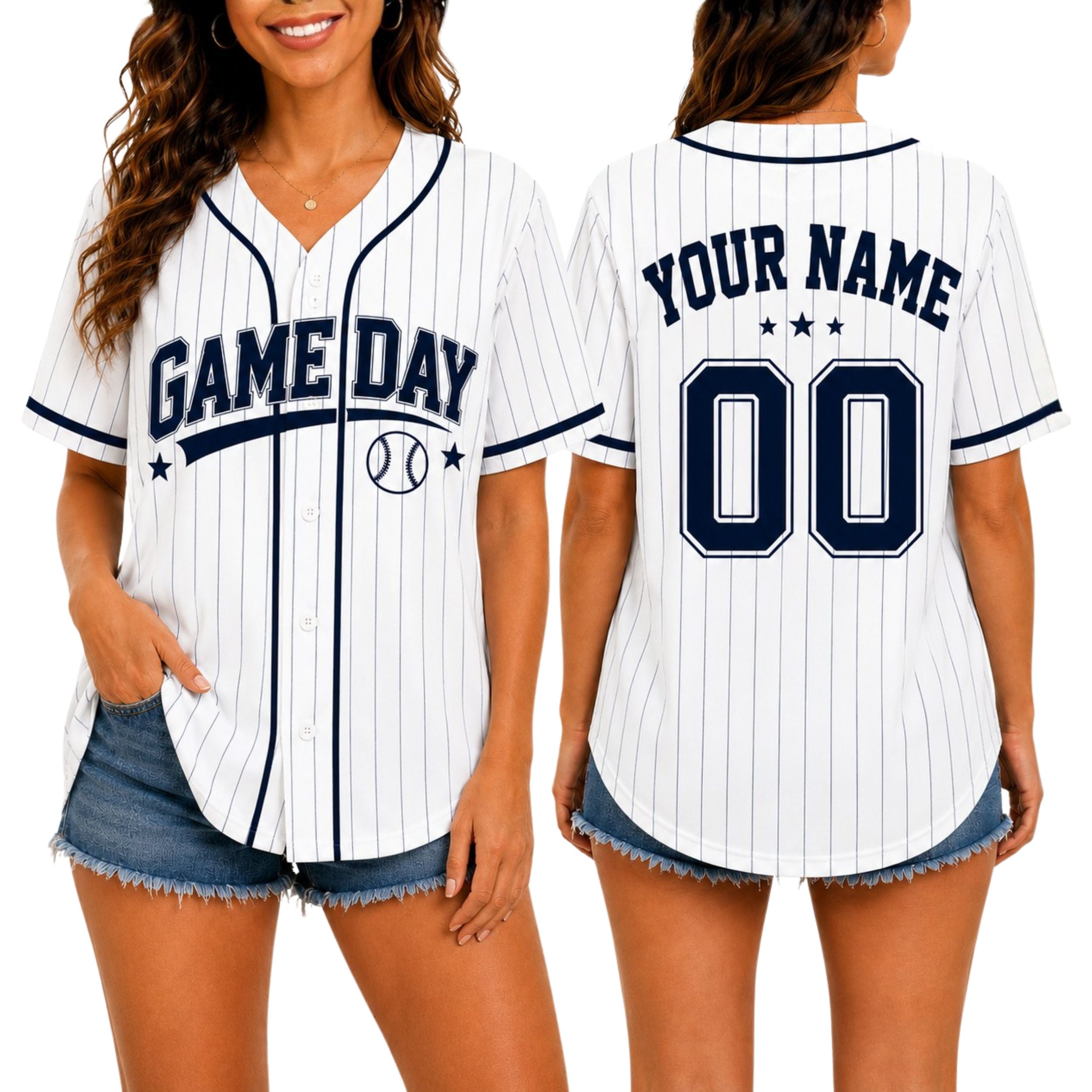Custom Game Day Baseball Jersey White - Design Your Own