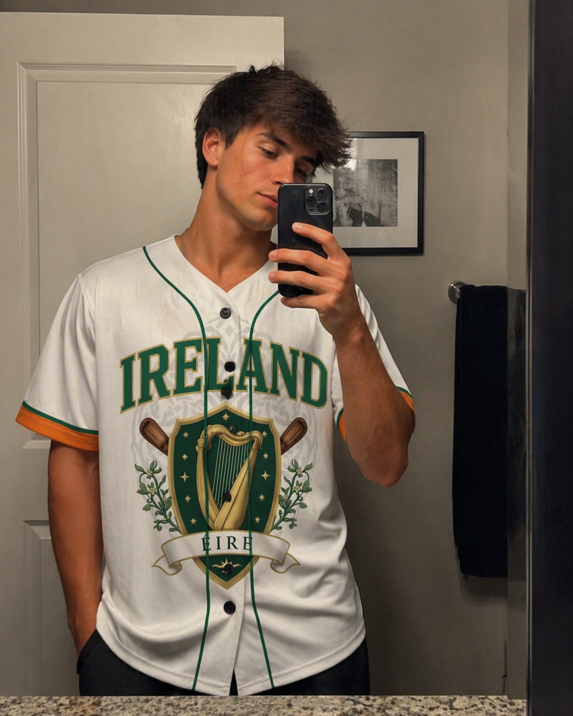Custom Ireland Baseball Jersey Irish Fan Classic Script Green – Personalized Name Number