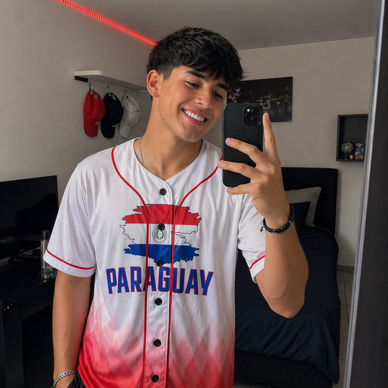 Custom Paraguay Baseball Jersey Paraguayan Fan Red Stripe – Personalized Name Number
