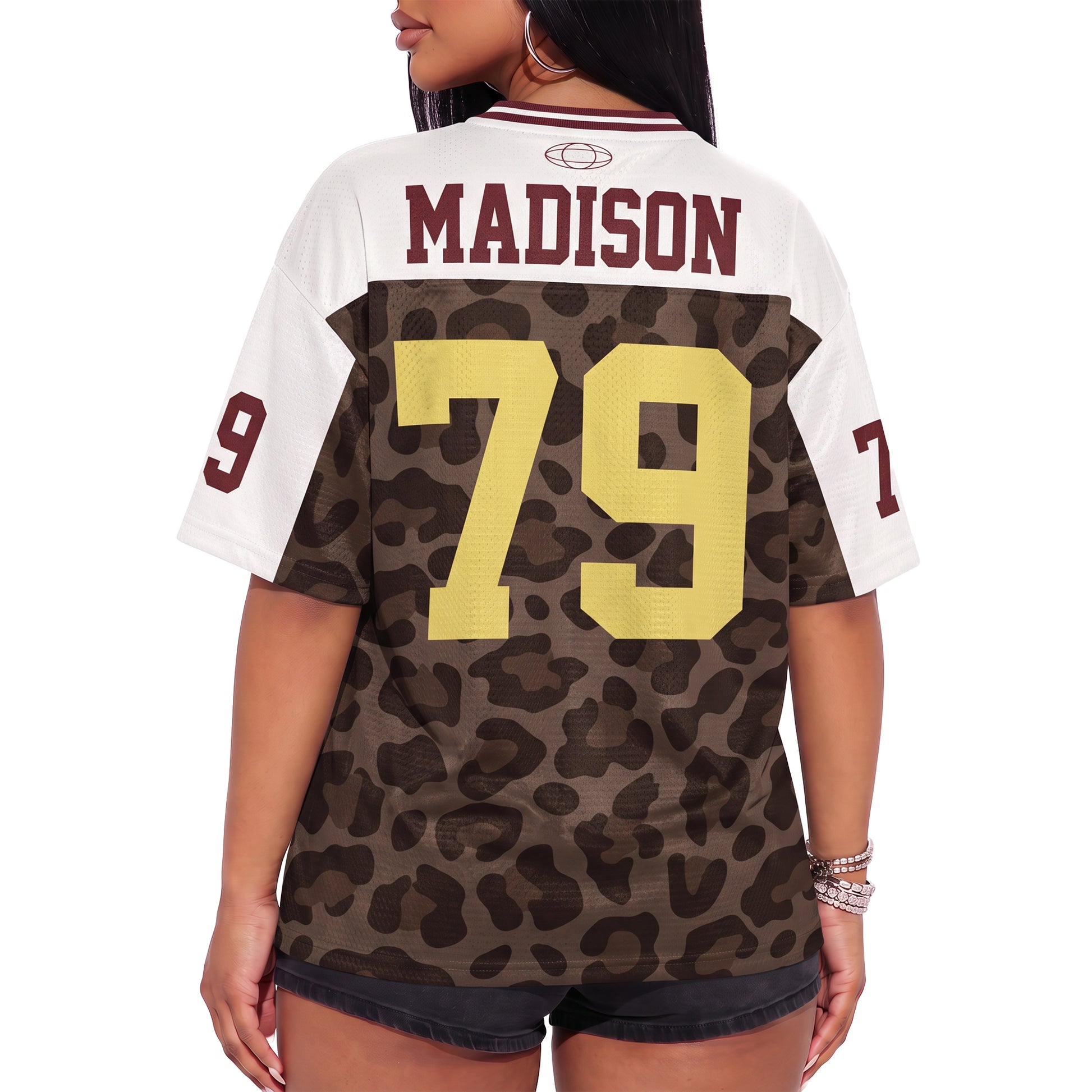 Custom Drop Shoulder Football Jersey Leopard - Design Your Own