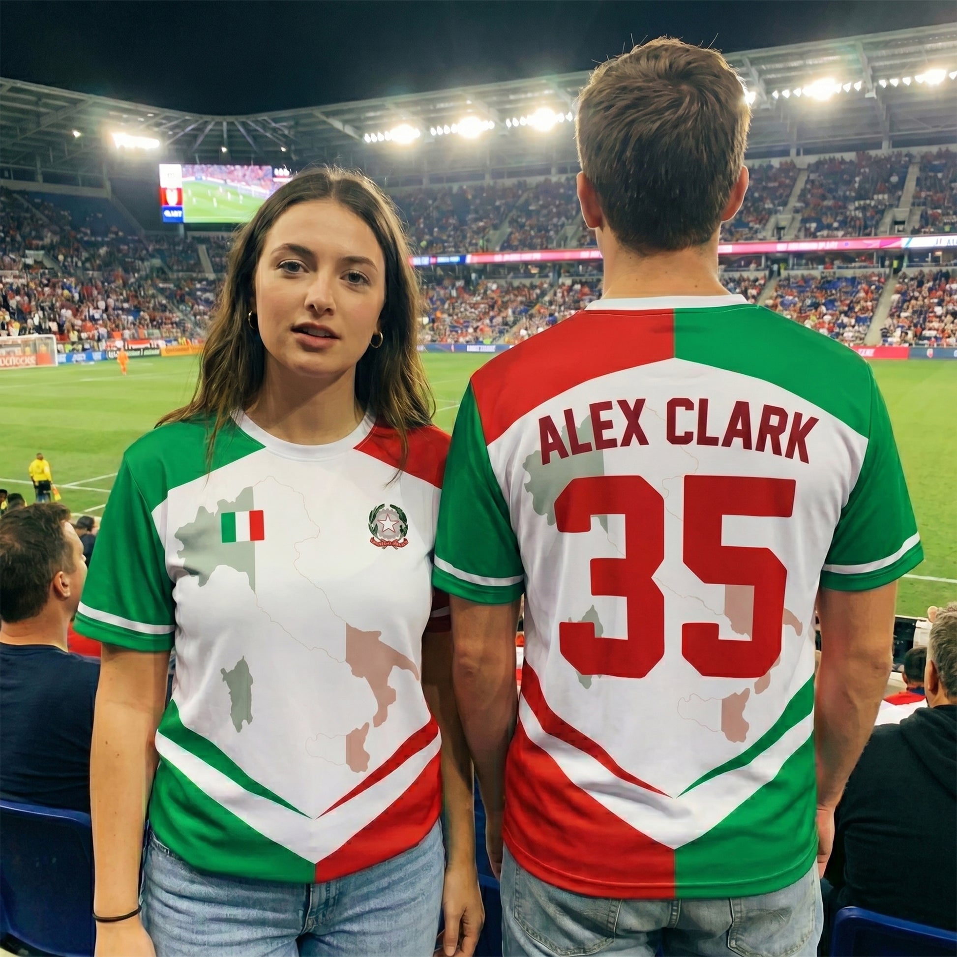 Custom Italy Italia Soccer Jersey Italian Fan Split Flag Bold – Personalized Name Number