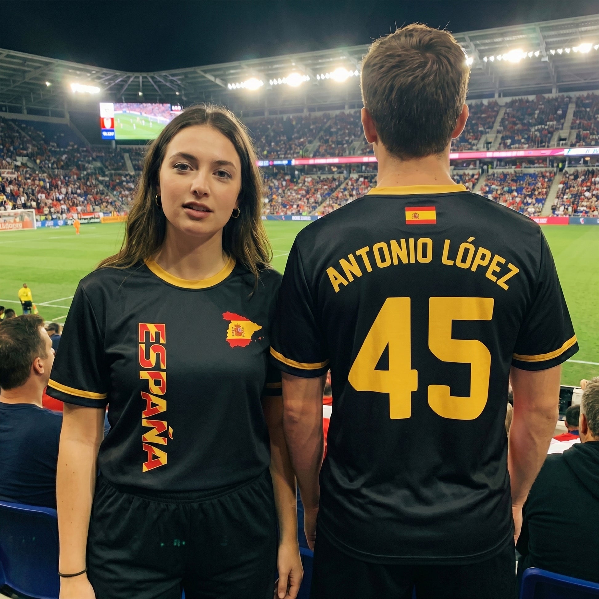 Custom Spain Soccer Jersey Spanish Fan Black Gold Classic - Personalized Name Number