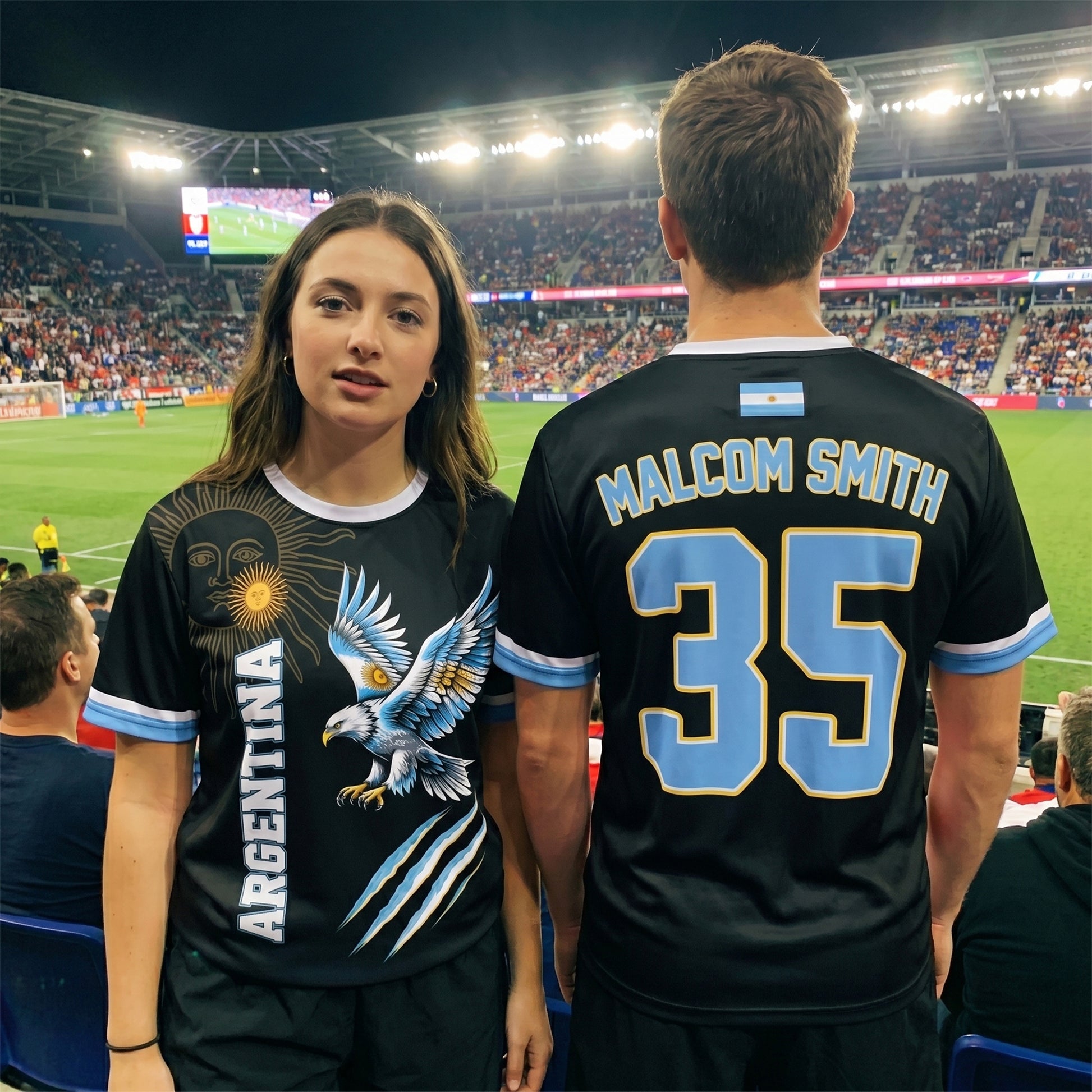 Custom Argentina Soccer Jersey Argentinian Fan Sun - Personalized Name Number
