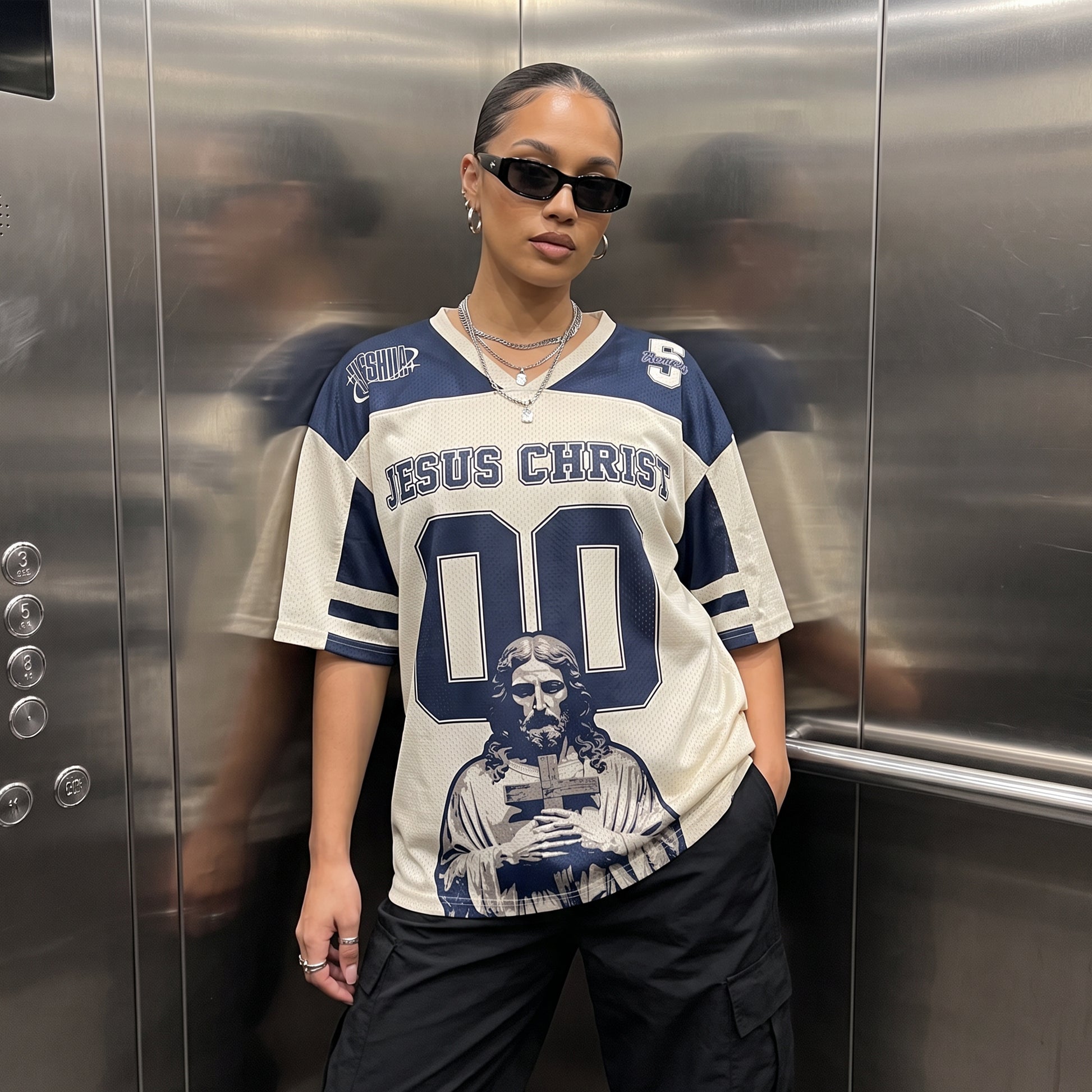 Custom Religious Drop Shoulder Football Jersey Live For Him - Personalized Number